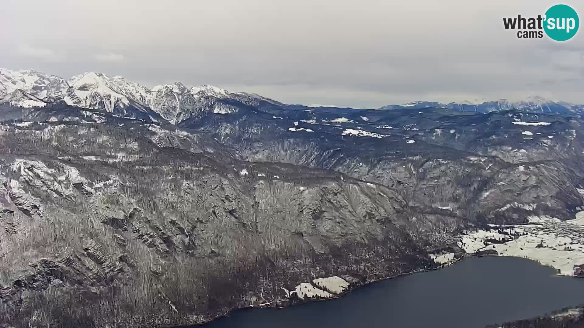 Webcam lac de Bohinj et Triglav – vue depuis la station de ski de Vogel