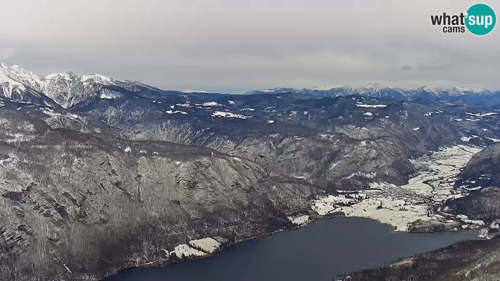 Webcam lac de Bohinj et Triglav – vue depuis la station de ski de Vogel