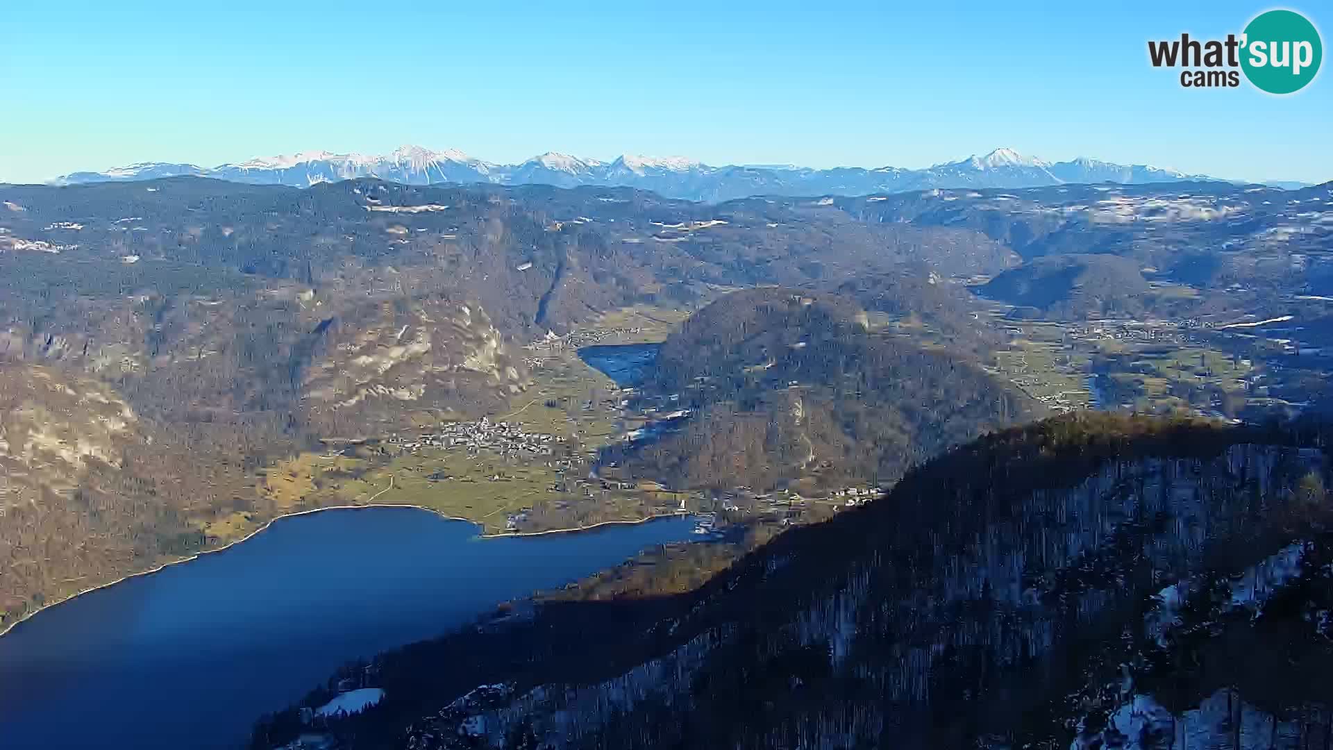 Webcam lac de Bohinj et Triglav – vue depuis la station de ski de Vogel