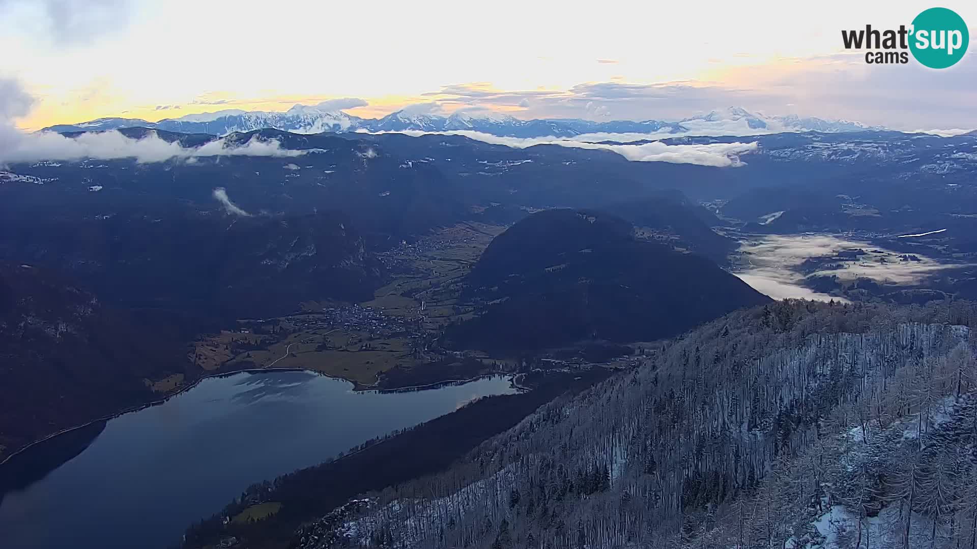 Webcam lac de Bohinj et Triglav – vue depuis la station de ski de Vogel