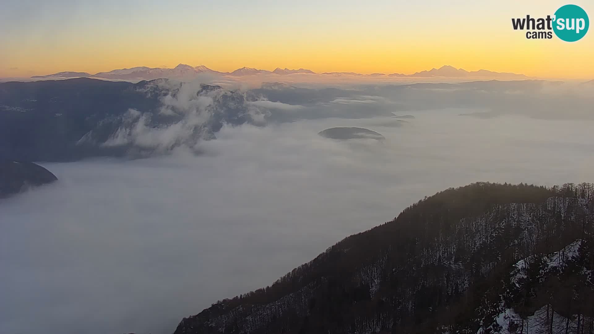 Cámara web del lago Bohinj y Triglav – vista desde la estación de esquí de Vogel