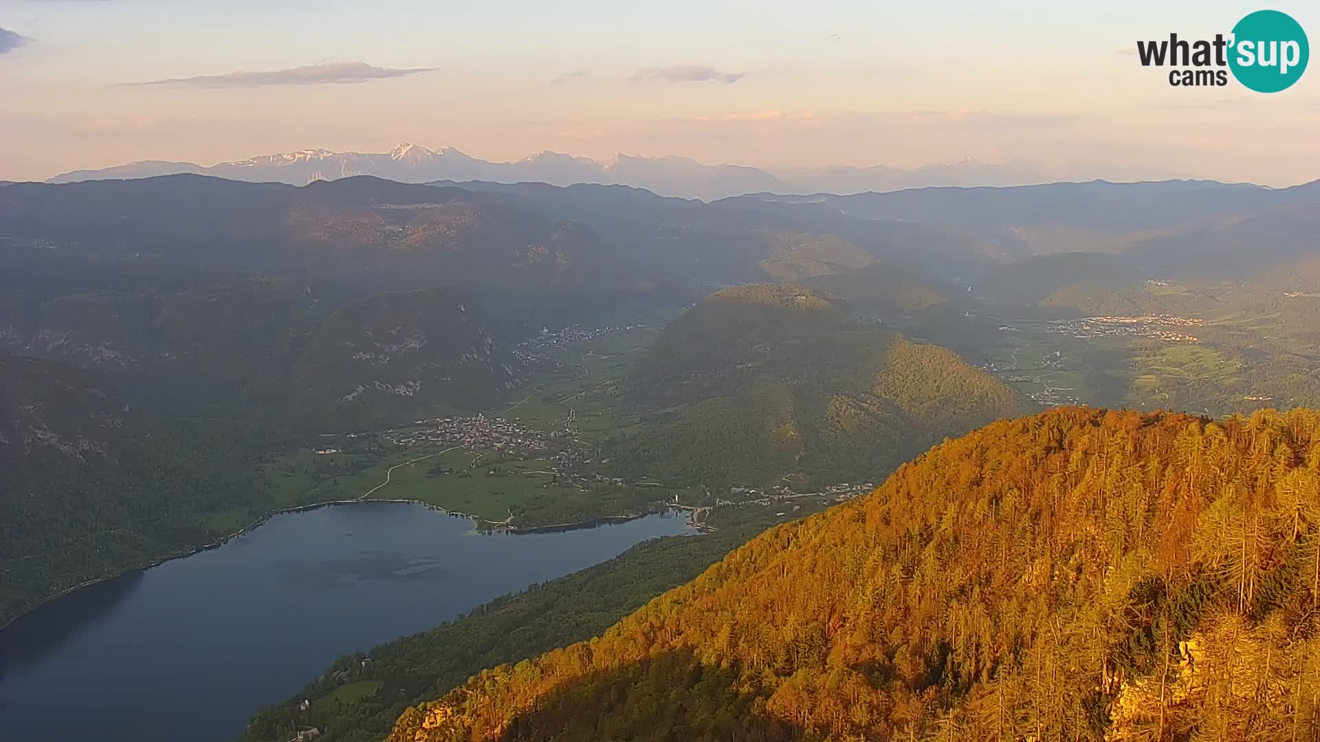 Webcam lac de Bohinj et Triglav – vue depuis la station de ski de Vogel