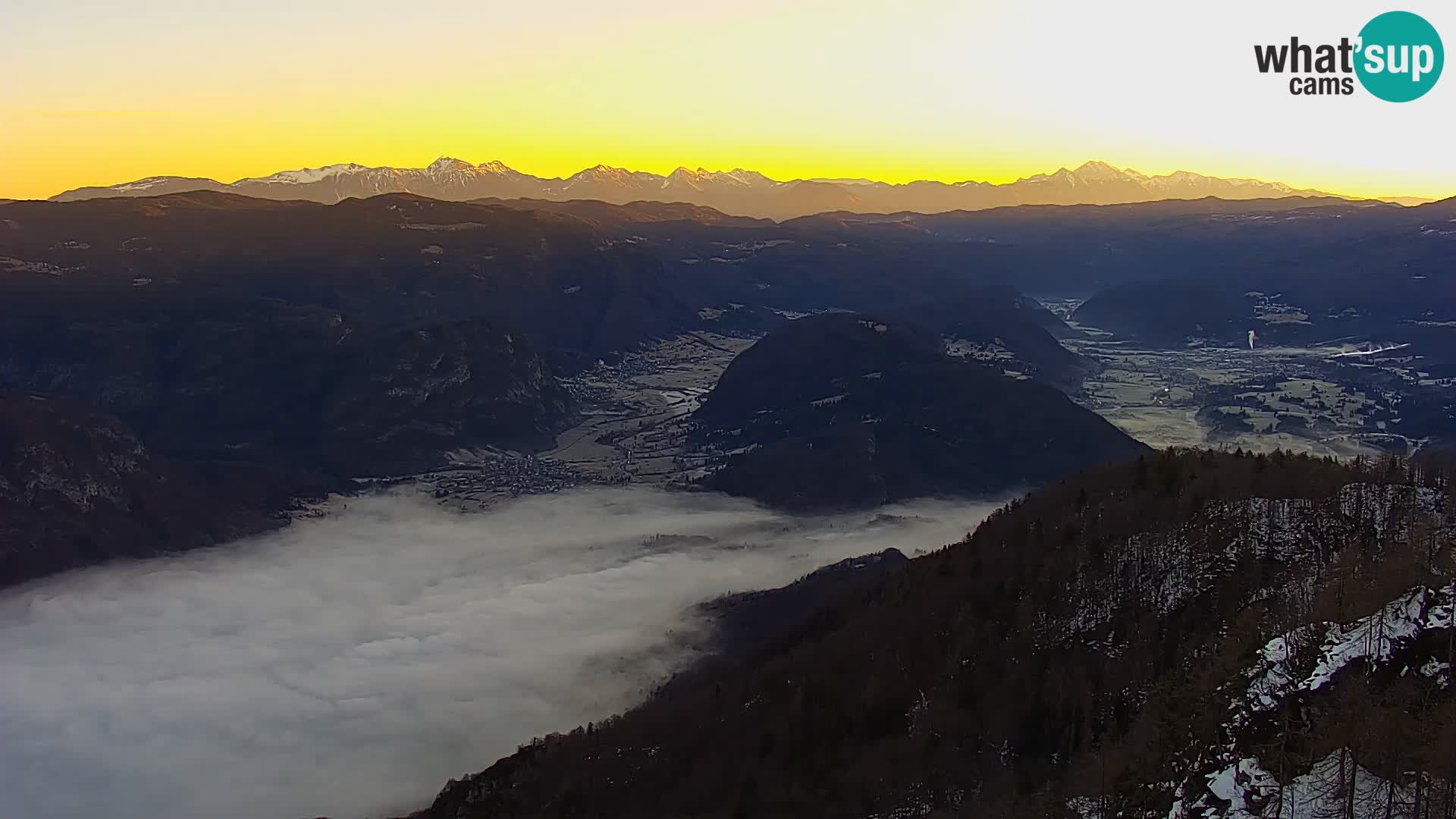 Webcam lac de Bohinj et Triglav – vue depuis la station de ski de Vogel