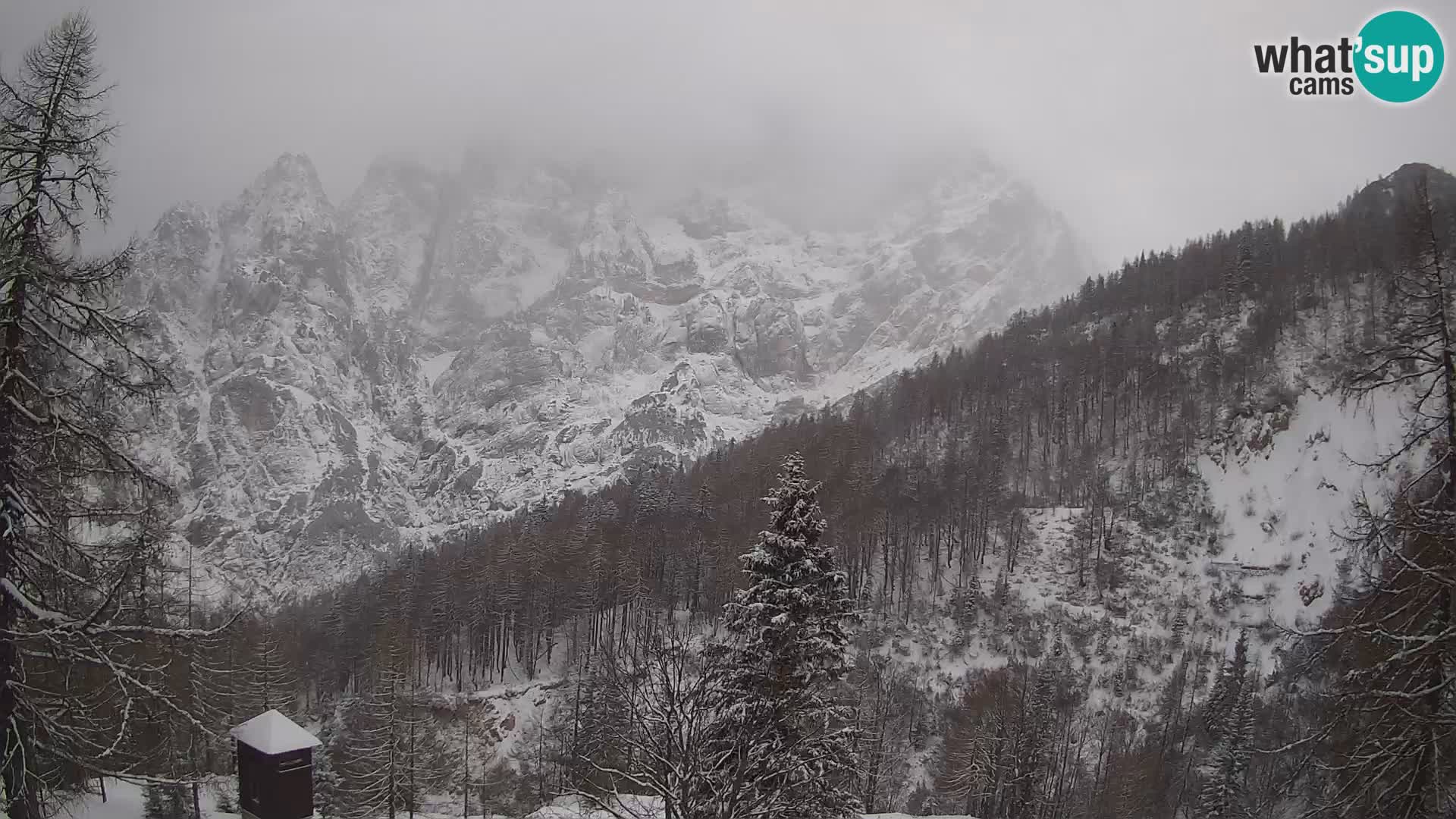 Vršič LIVE Webcam Haus Erjavčeva – Blick auf PRISOJNIK – Slowenien