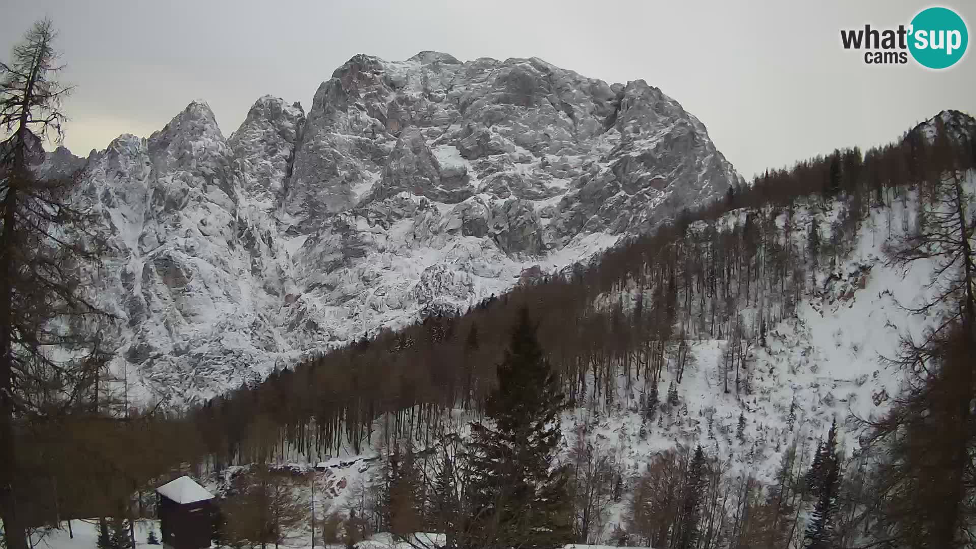 Vršič LIVE Webcam Haus Erjavčeva – Blick auf PRISOJNIK – Slowenien