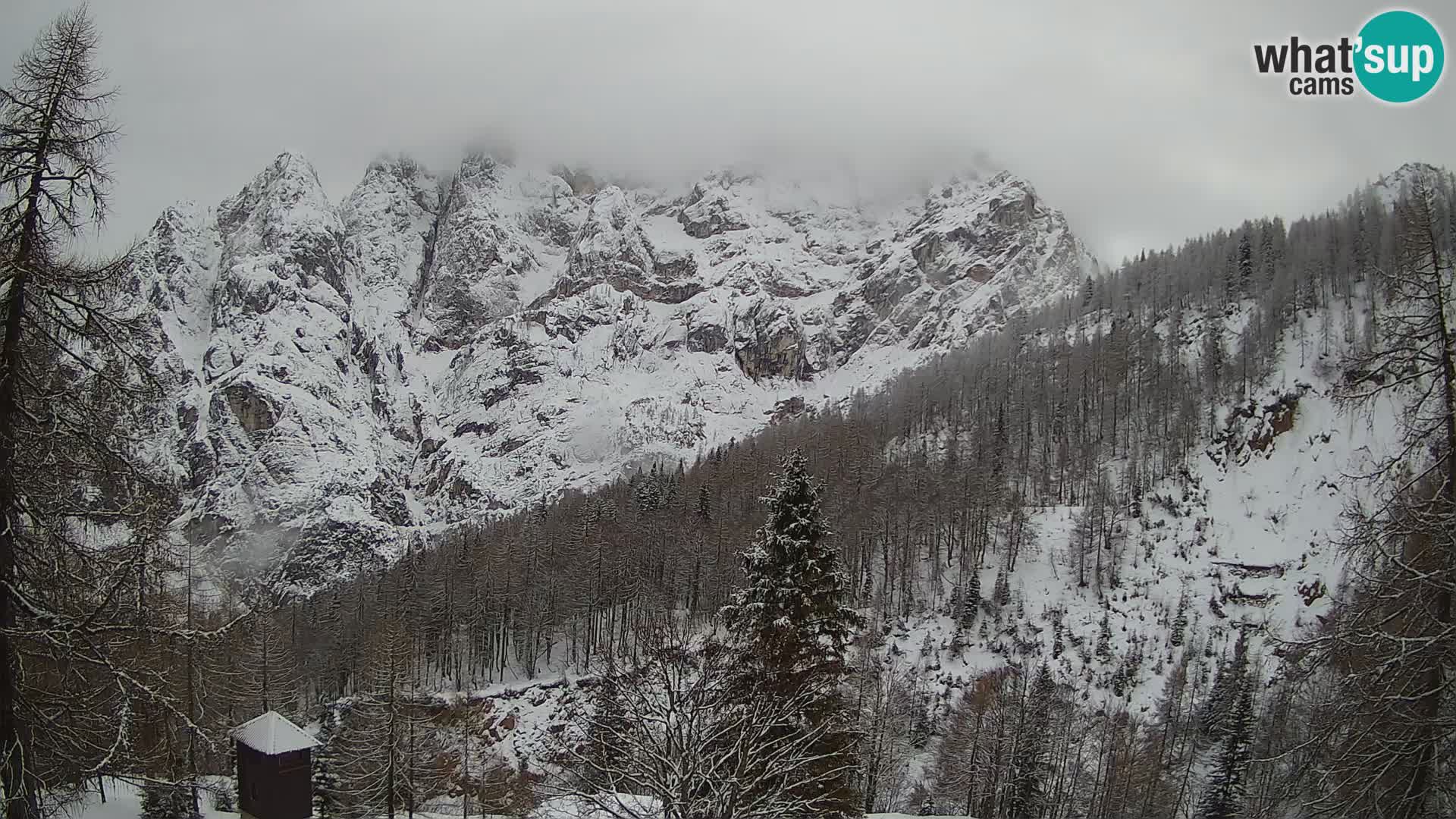 Webcam Vršič LIVE maison Erjavčeva – vue sur PRISOJNIK – Slovénie