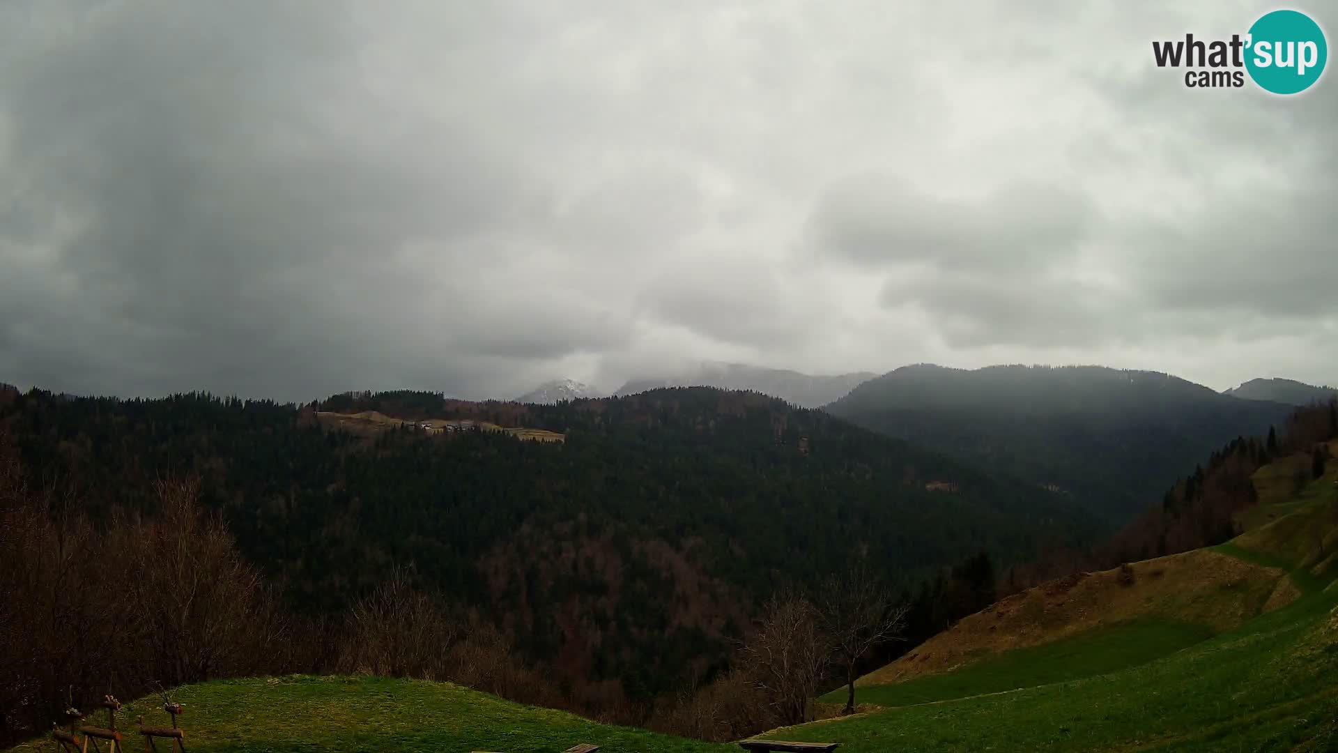 Spletna kamera Brunarica Dražgoše – Pogled v živo na Ratitovec (1666 m)