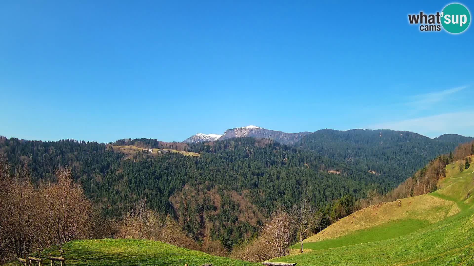 Spletna kamera Brunarica Dražgoše – Pogled v živo na Ratitovec (1666 m)
