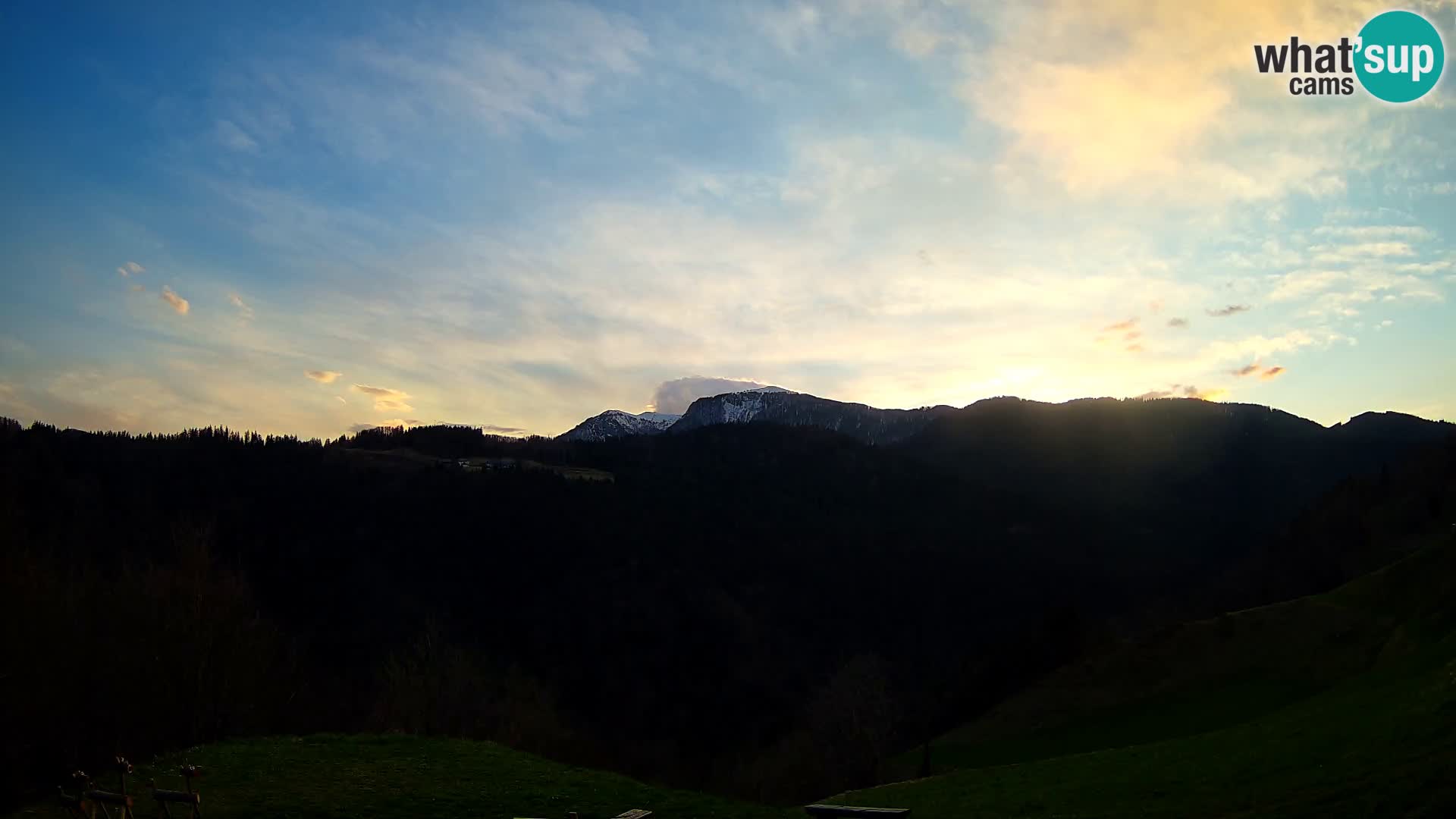 Spletna kamera Brunarica Dražgoše – Pogled v živo na Ratitovec (1666 m)