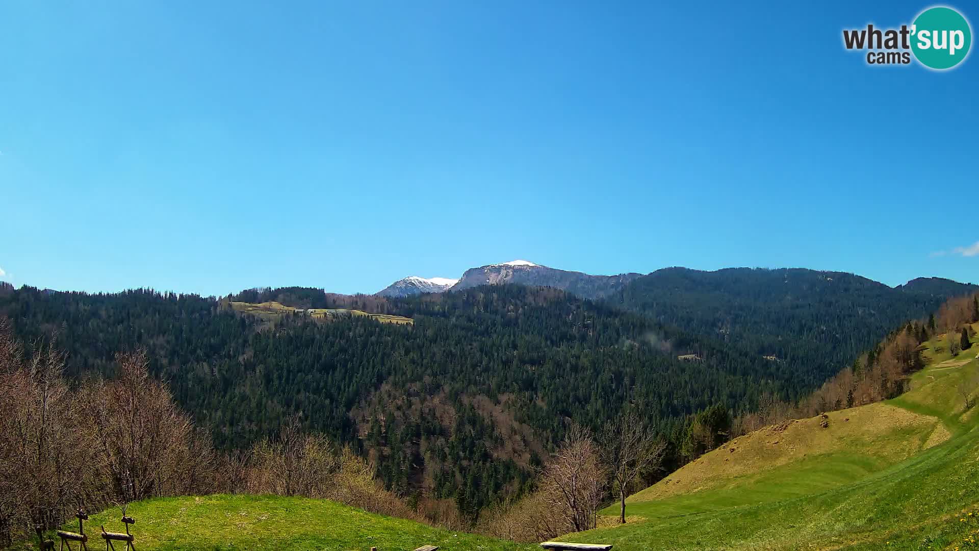 Spletna kamera Brunarica Dražgoše – Pogled v živo na Ratitovec (1666 m)