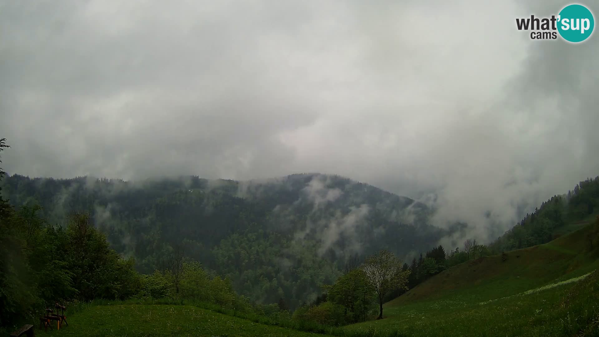 Webcam Brunarica Dražgoše – Vista live sul Ratitovec (1666 m)