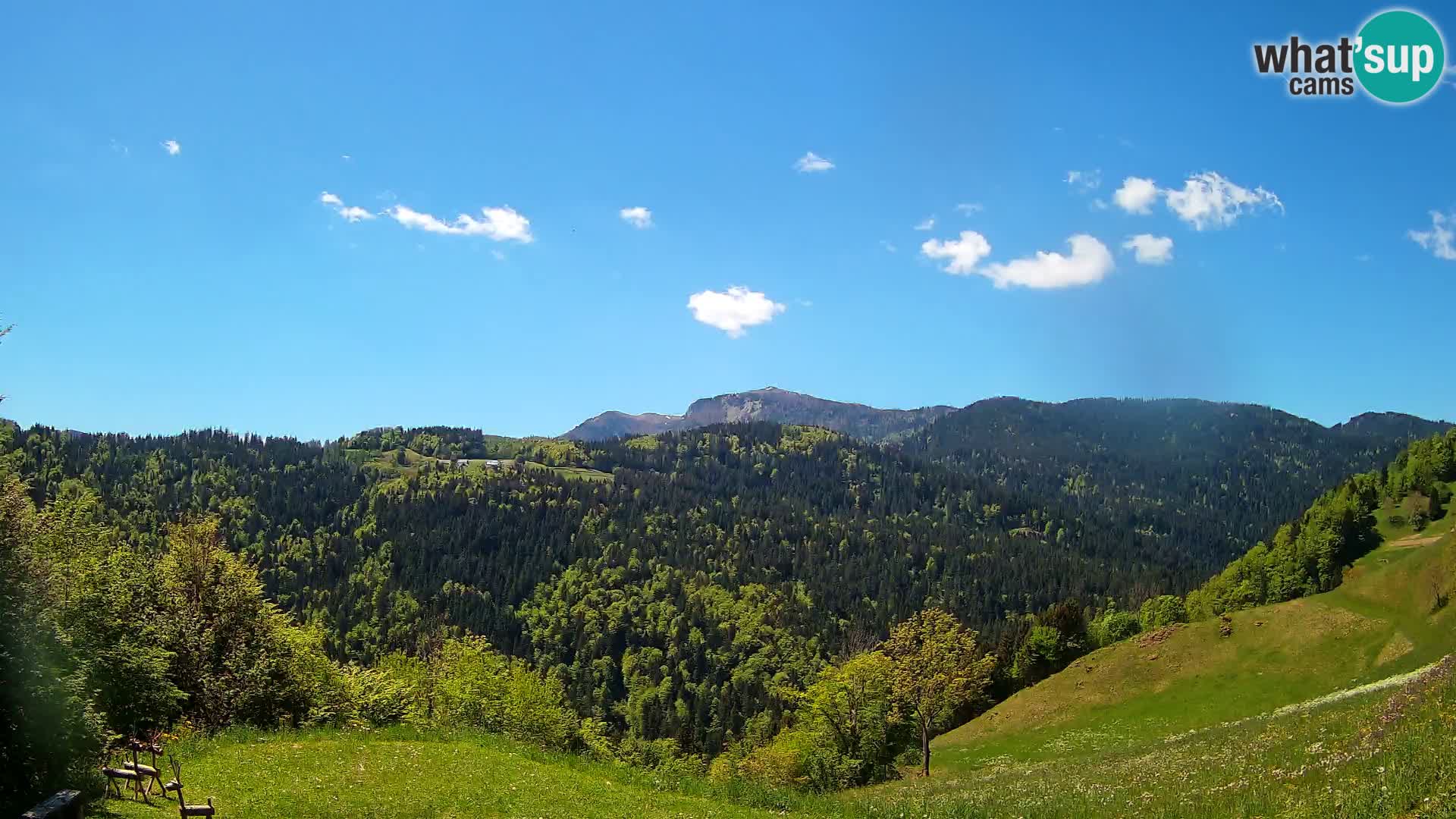 Webcam Brunarica Dražgoše – Vista live sul Ratitovec (1666 m)