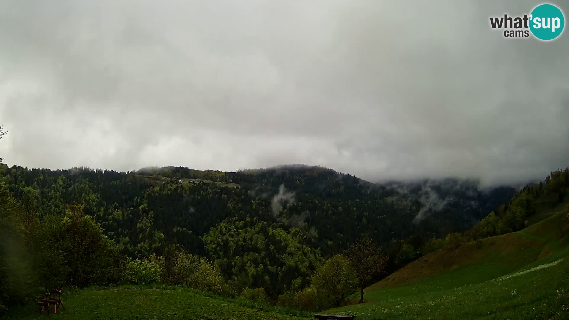 Webcam Brunarica Dražgoše – Live View of Ratitovec (1666 m)