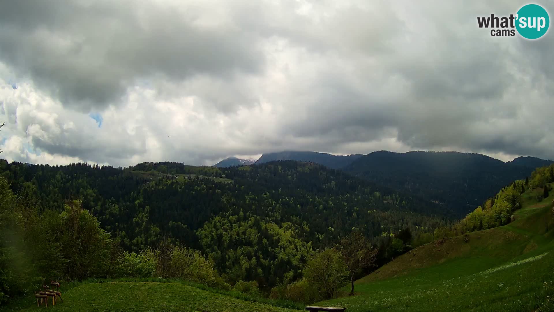 Webcam Brunarica Dražgoše – Vista live sul Ratitovec (1666 m)