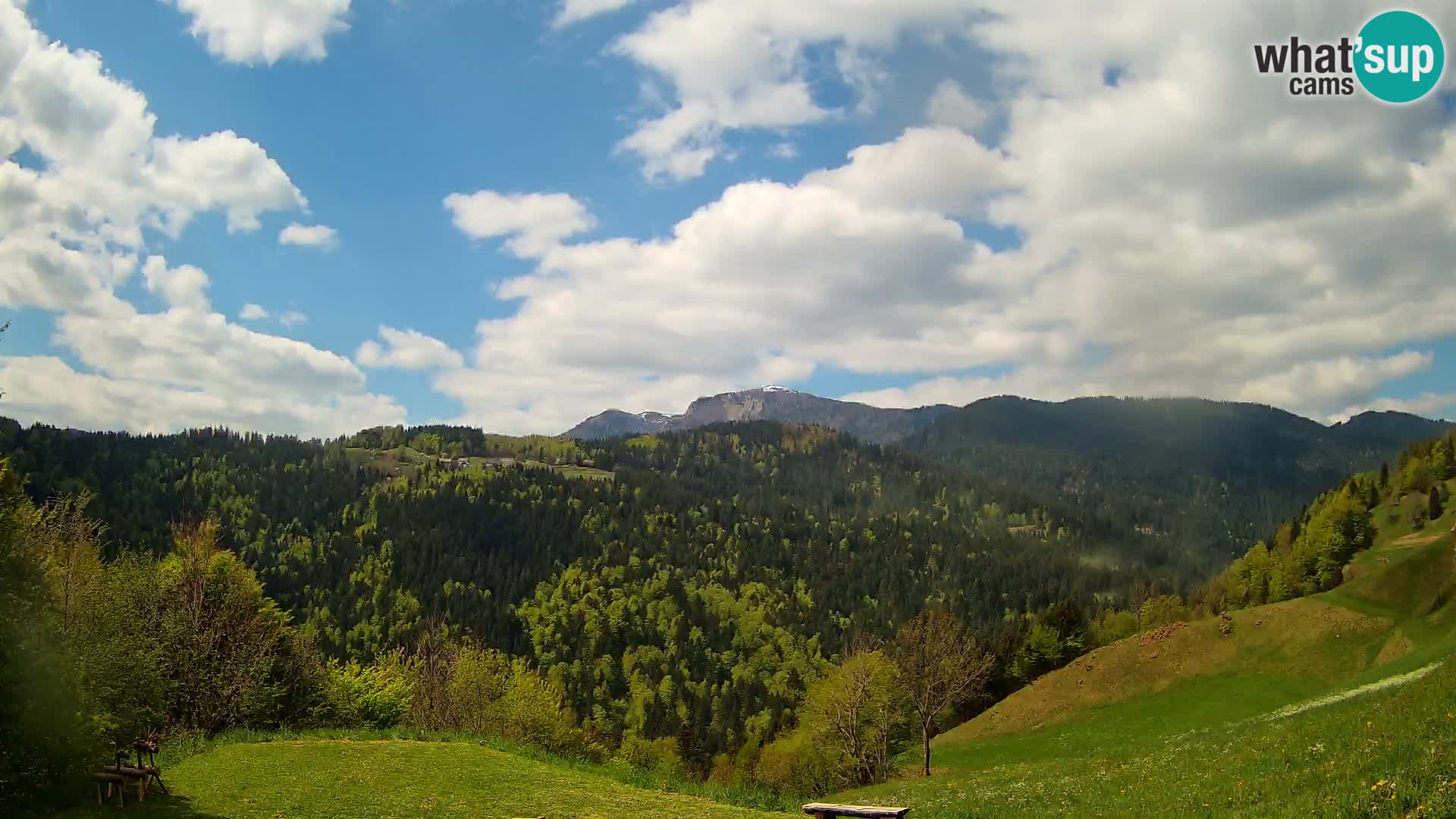 Webcam Brunarica Dražgoše – Liveblick auf Ratitovec (1666 m)