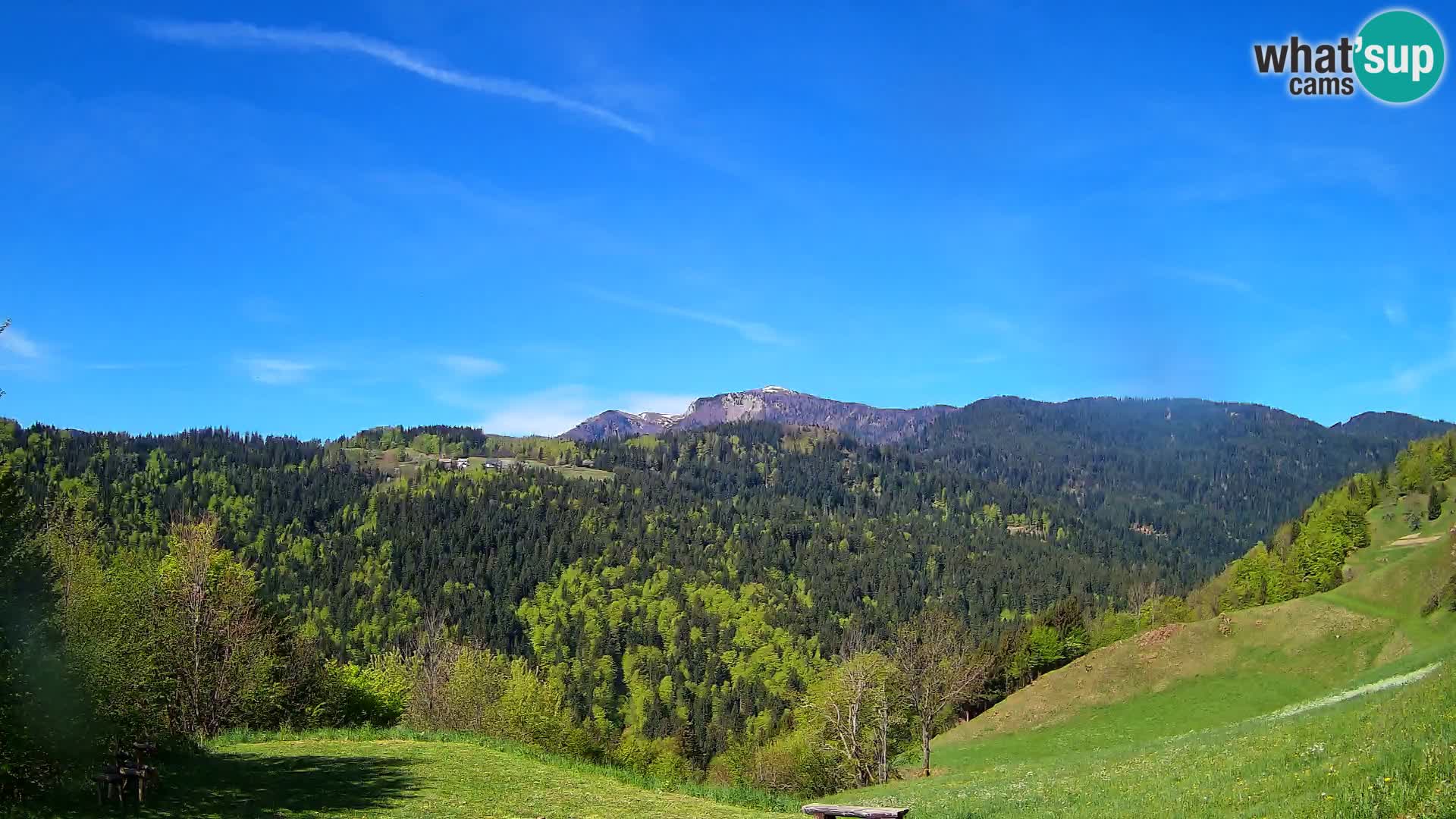 Spletna kamera Brunarica Dražgoše – Pogled v živo na Ratitovec (1666 m)