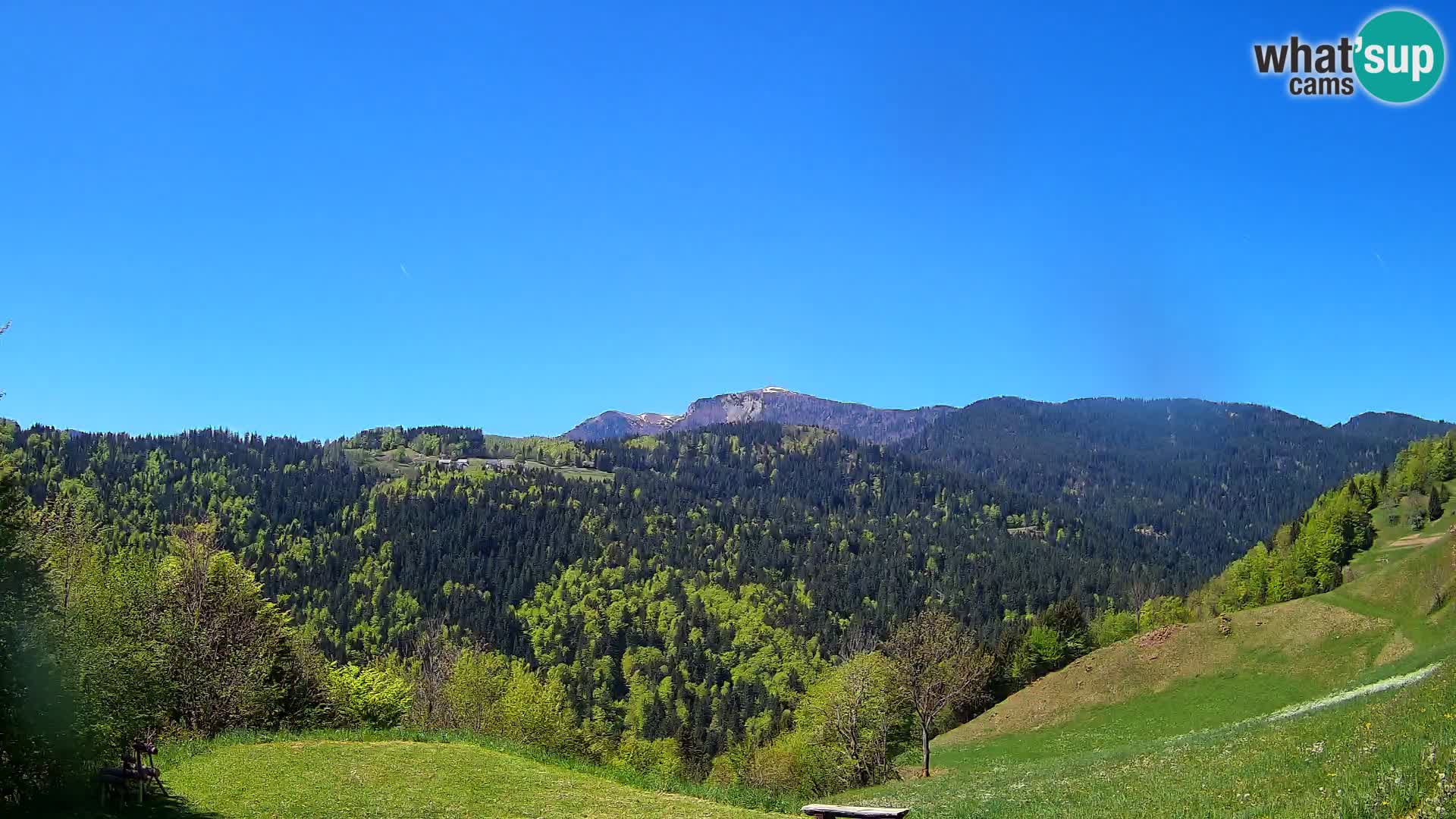 Spletna kamera Brunarica Dražgoše – Pogled v živo na Ratitovec (1666 m)
