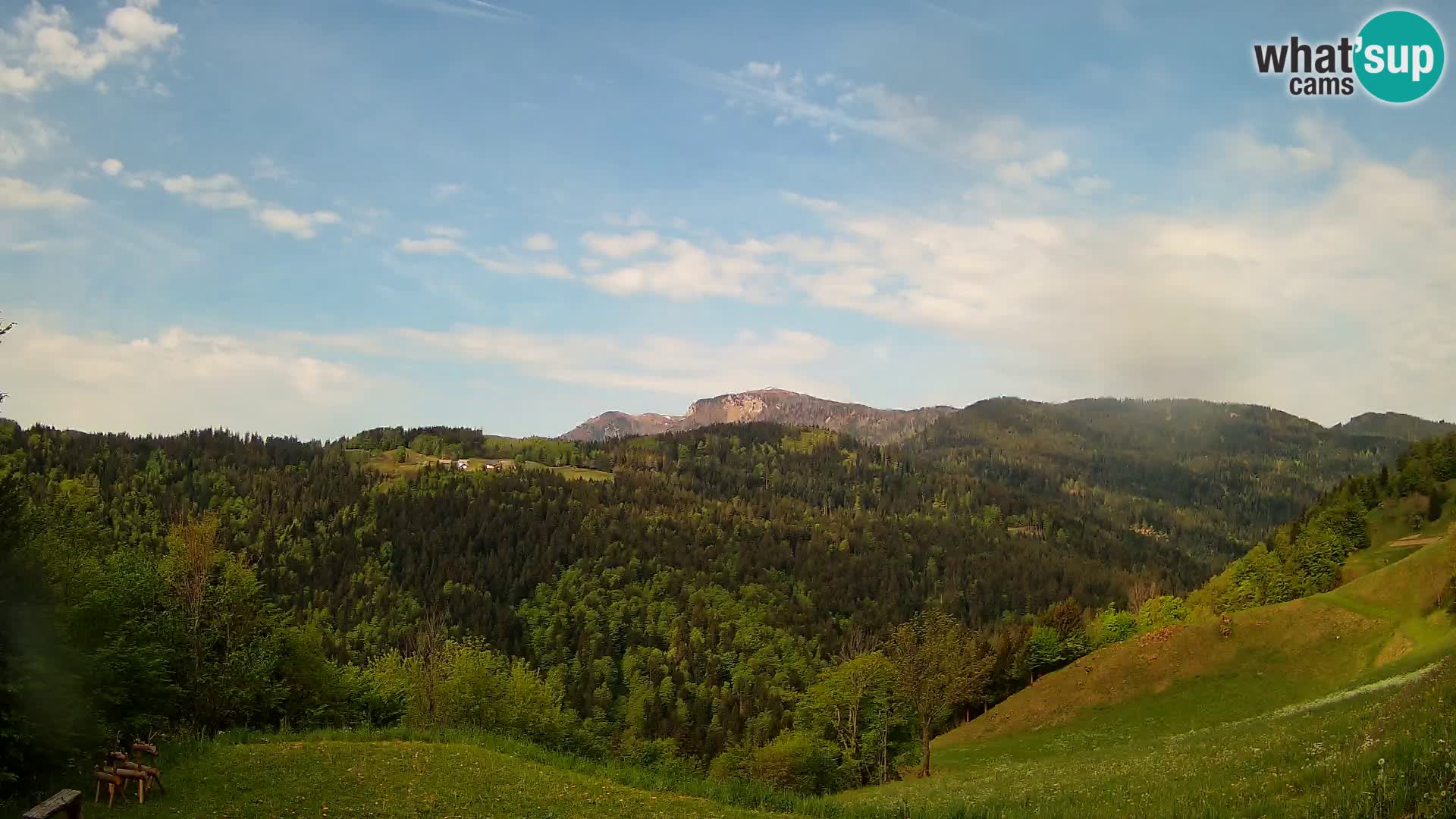 Spletna kamera Brunarica Dražgoše – Pogled v živo na Ratitovec (1666 m)