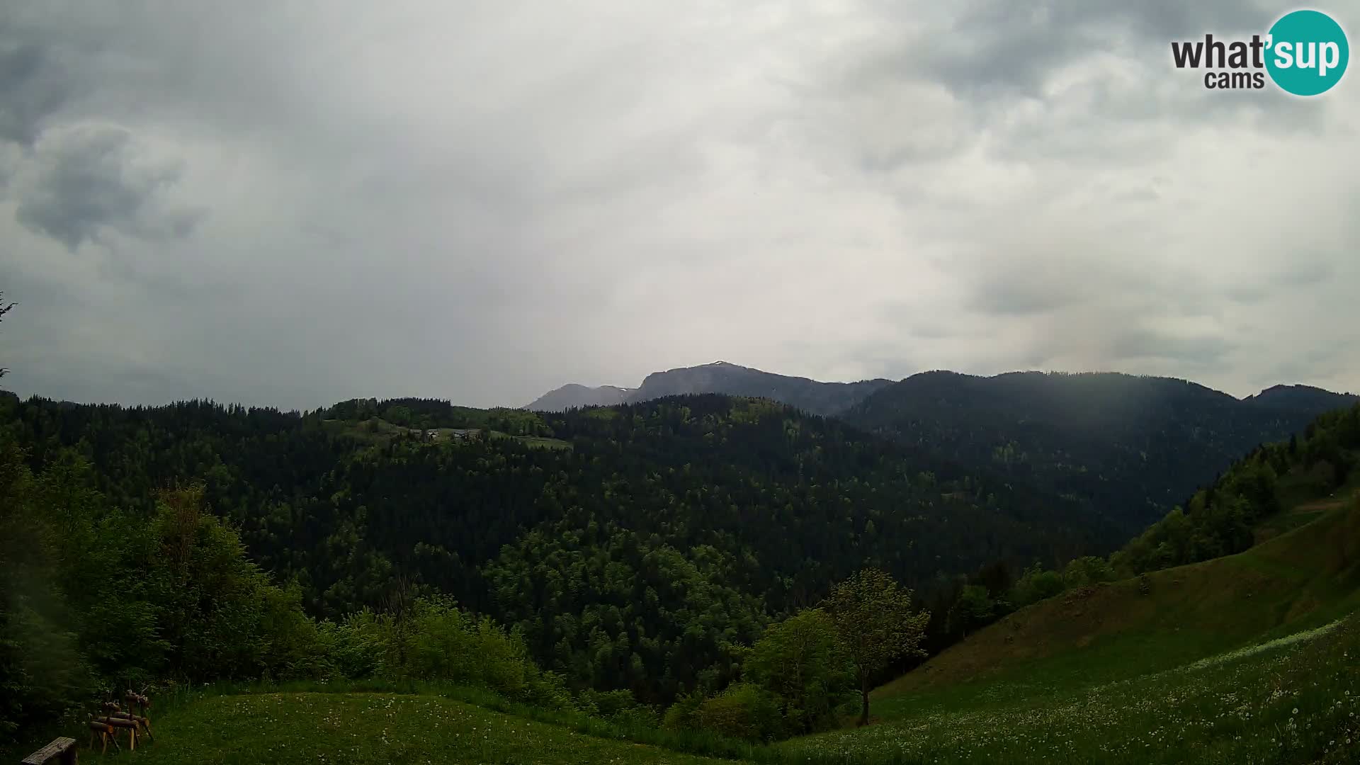 Spletna kamera Brunarica Dražgoše – Pogled v živo na Ratitovec (1666 m)