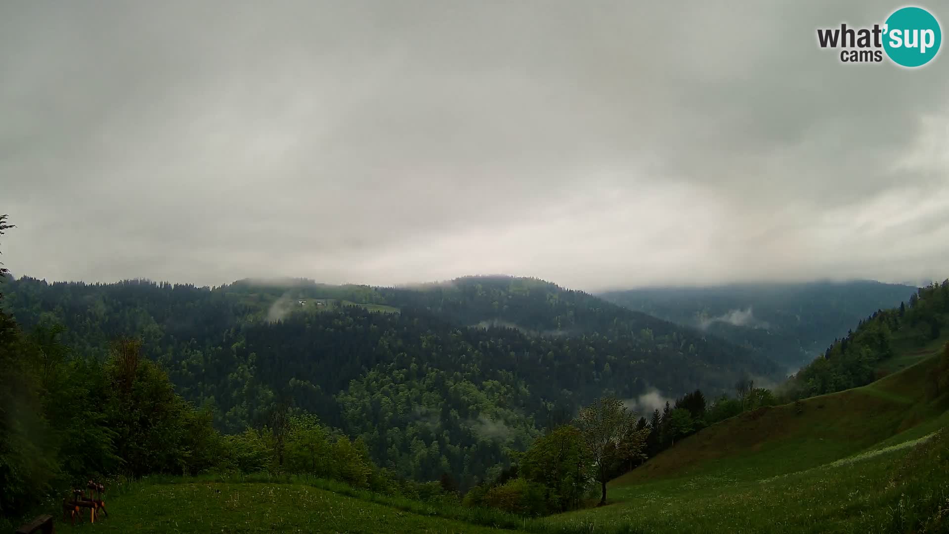 Spletna kamera Brunarica Dražgoše – Pogled v živo na Ratitovec (1666 m)