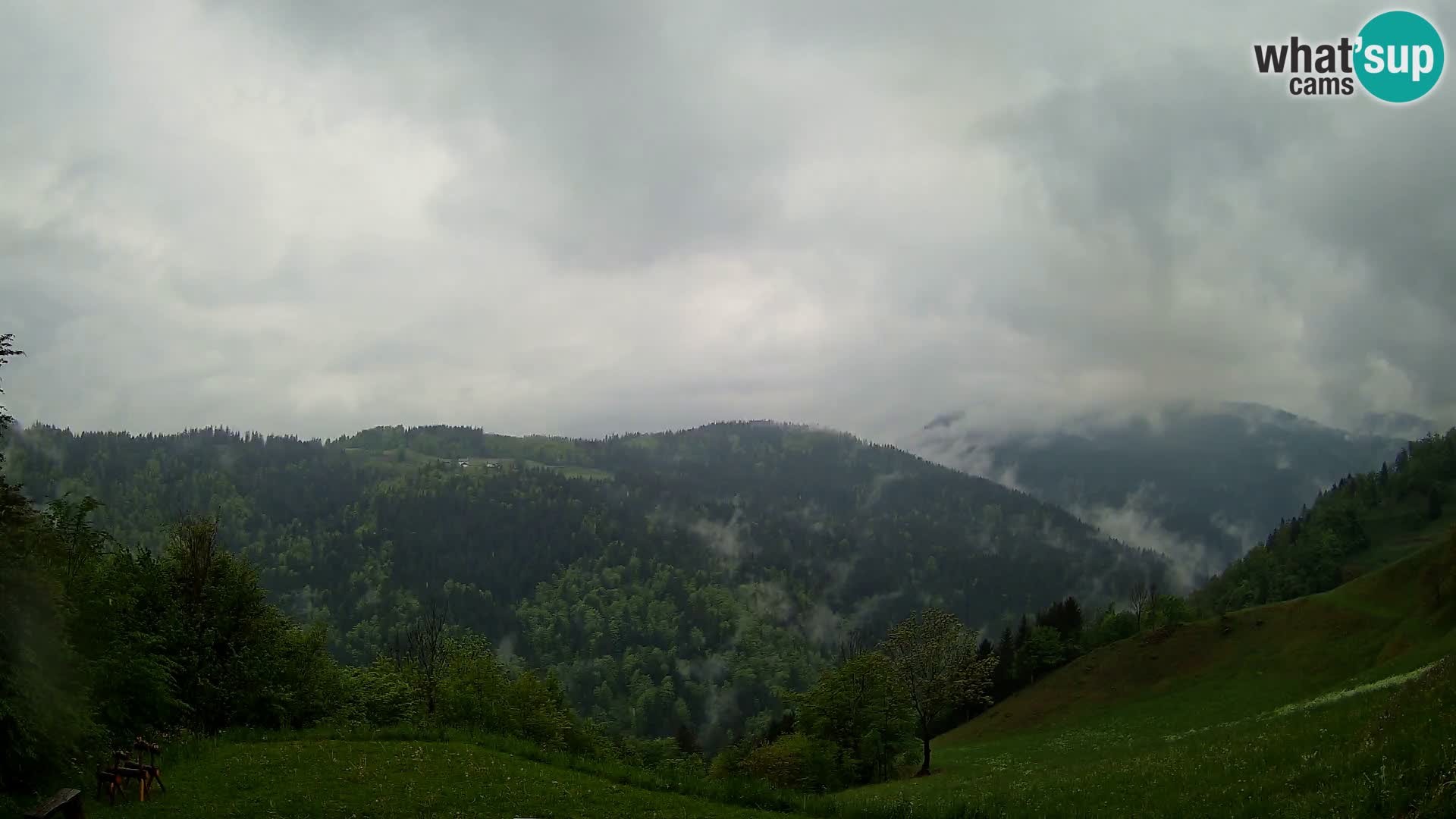 Webcam Brunarica Dražgoše – Liveblick auf Ratitovec (1666 m)