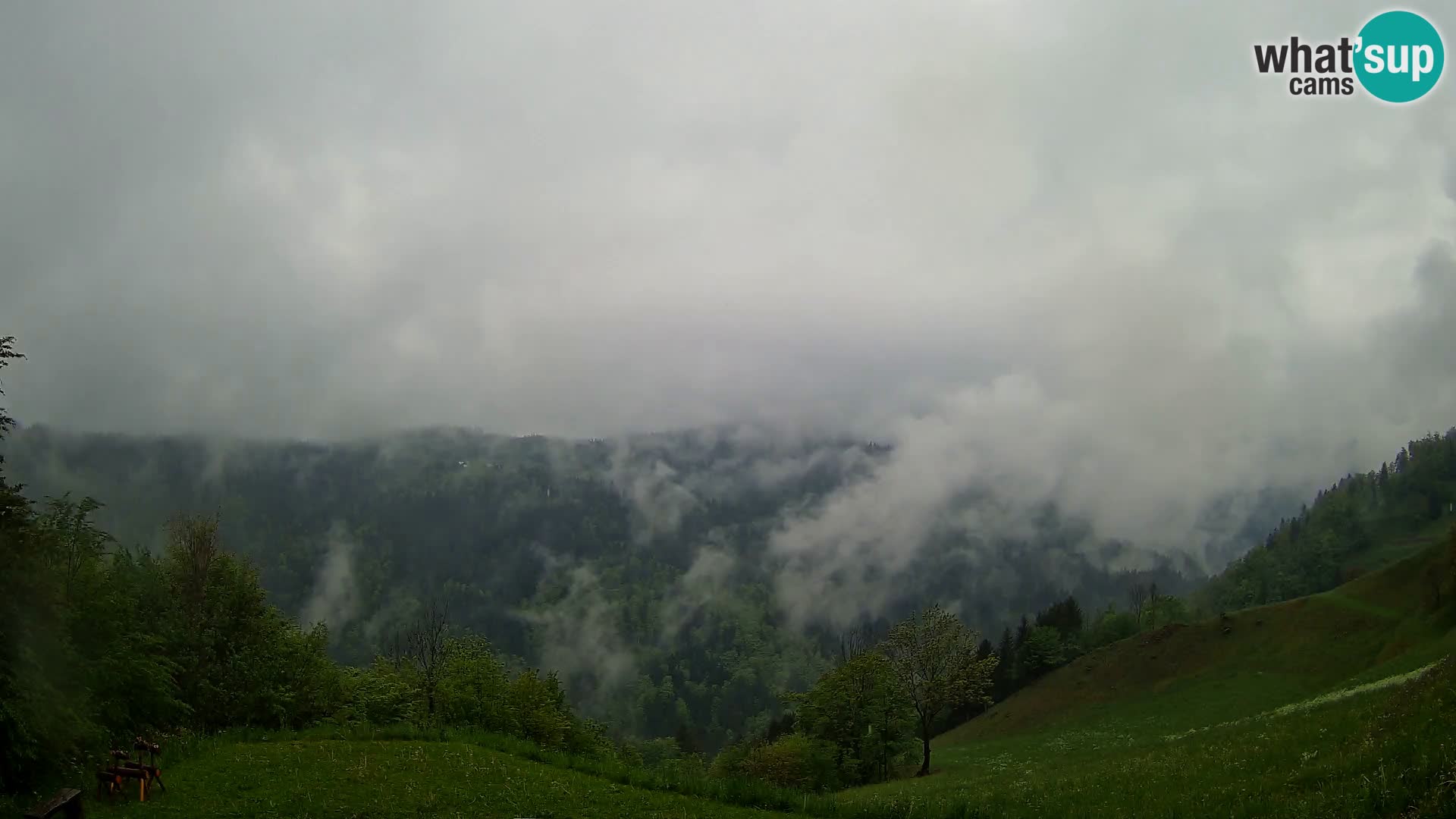Webcam Brunarica Dražgoše – Vista live sul Ratitovec (1666 m)