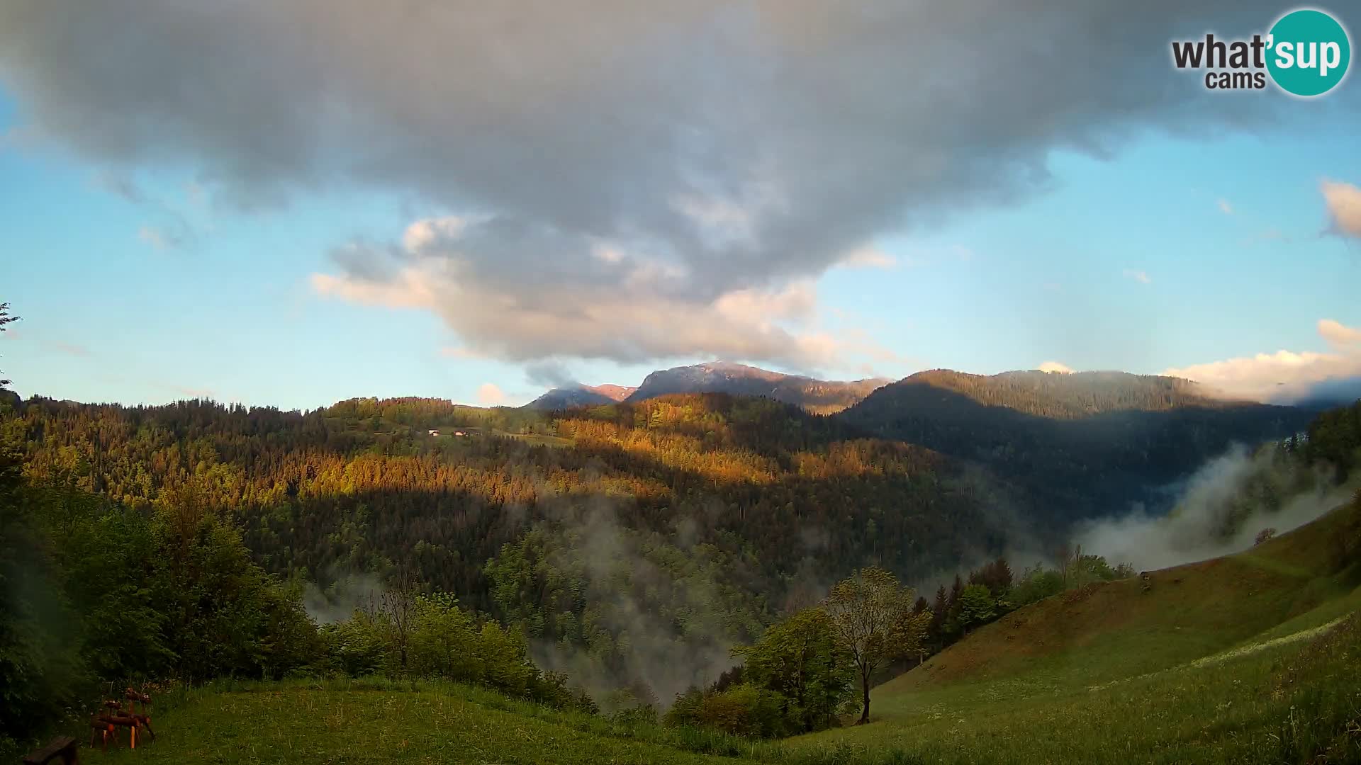Spletna kamera Brunarica Dražgoše – Pogled v živo na Ratitovec (1666 m)