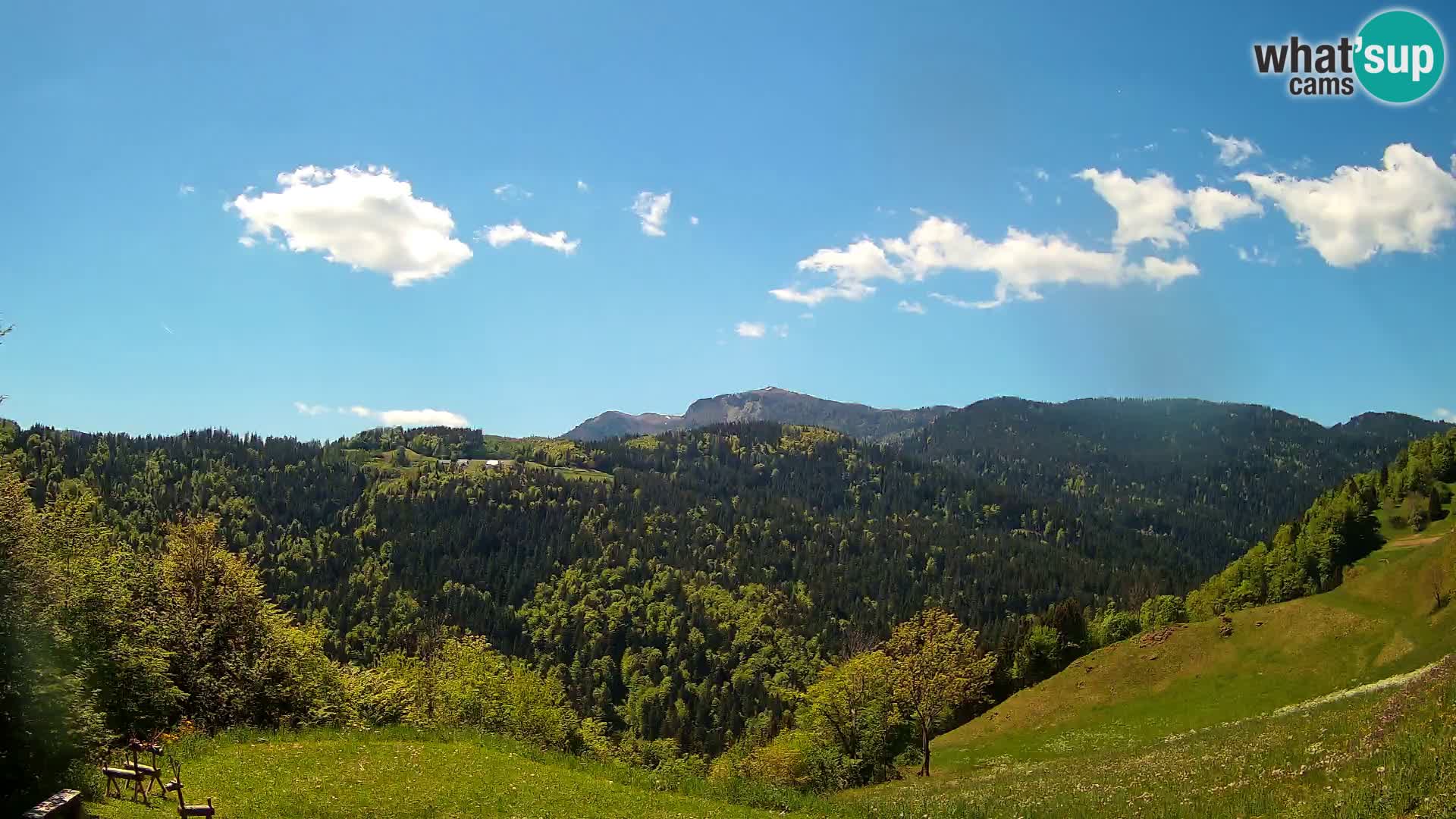 Webcam Brunarica Dražgoše – Vista live sul Ratitovec (1666 m)