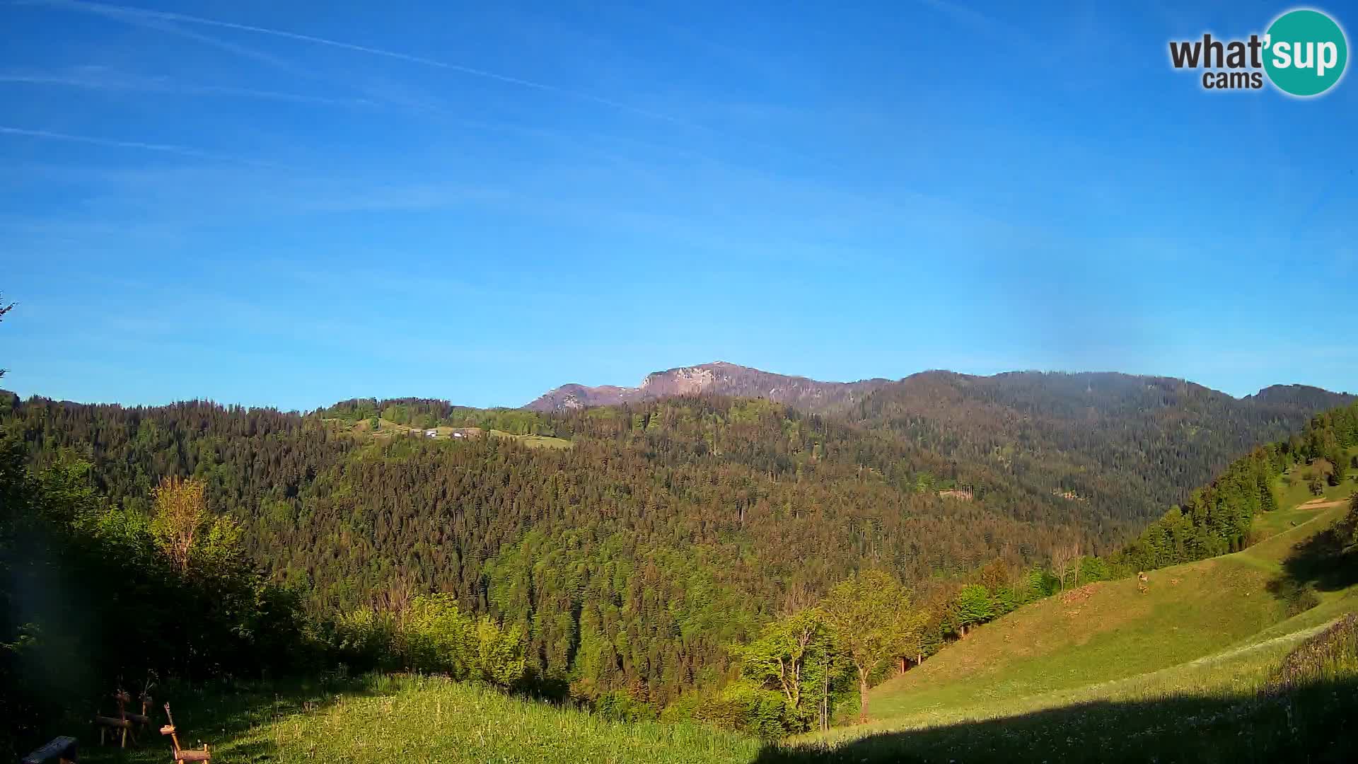 Webcam Brunarica Dražgoše – Vista live sul Ratitovec (1666 m)