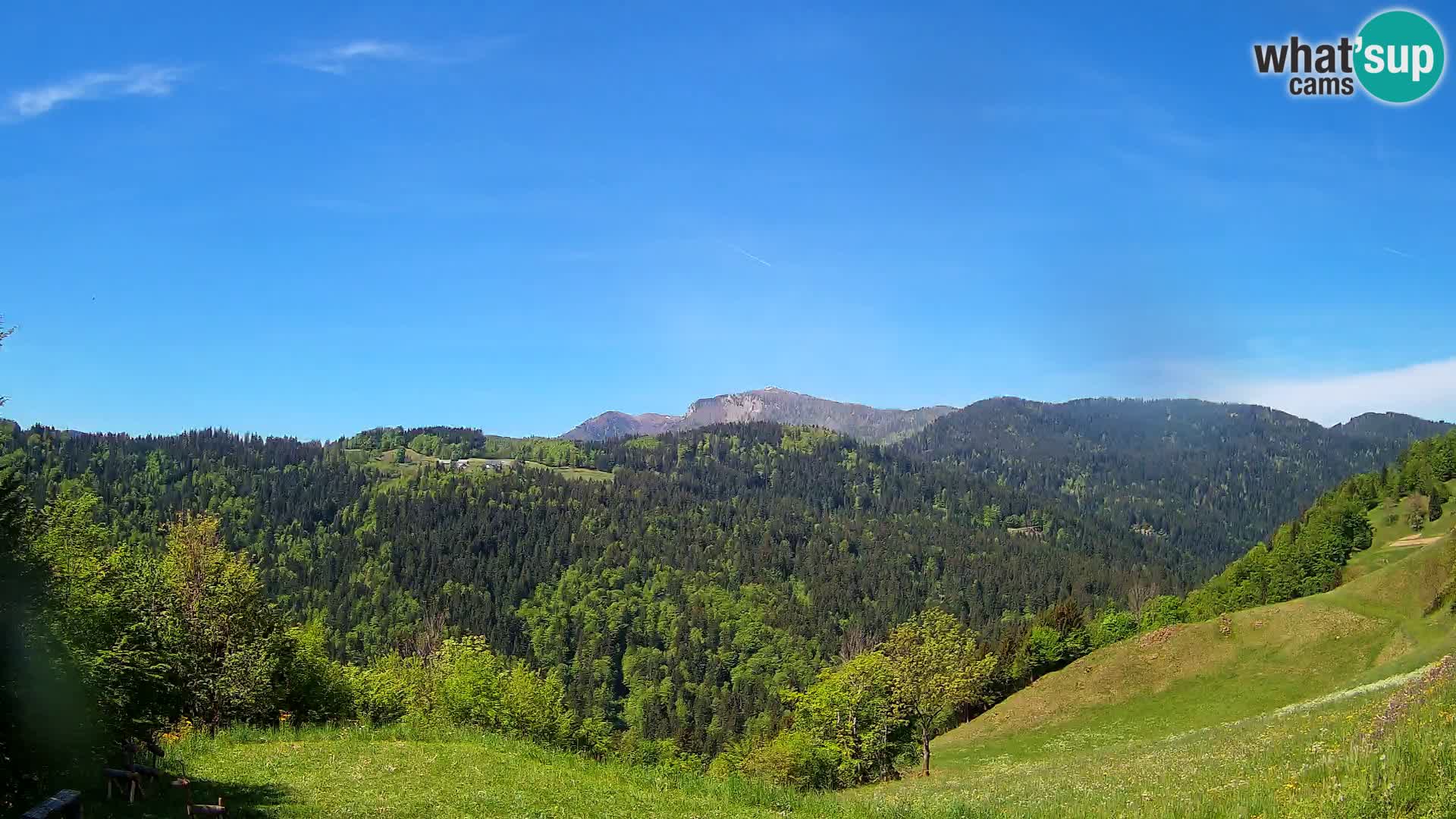 Webcam Brunarica Dražgoše – Vista live sul Ratitovec (1666 m)