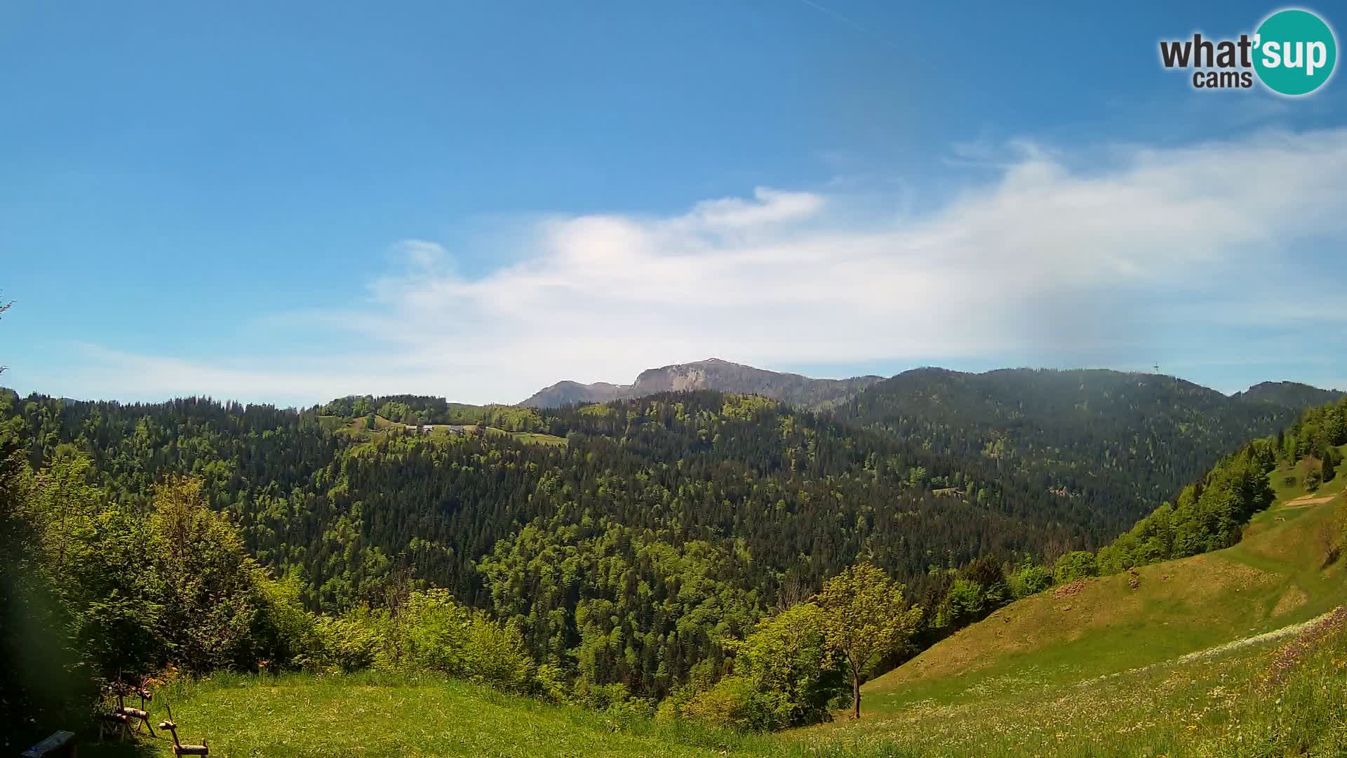 Spletna kamera Brunarica Dražgoše – Pogled v živo na Ratitovec (1666 m)