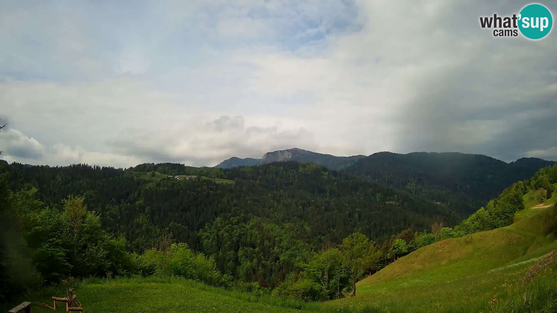 Spletna kamera Brunarica Dražgoše – Pogled v živo na Ratitovec (1666 m)