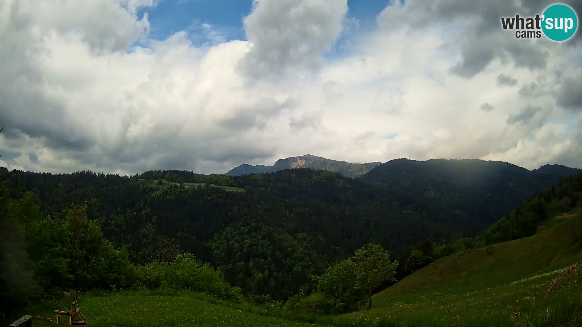 Spletna kamera Brunarica Dražgoše – Pogled v živo na Ratitovec (1666 m)