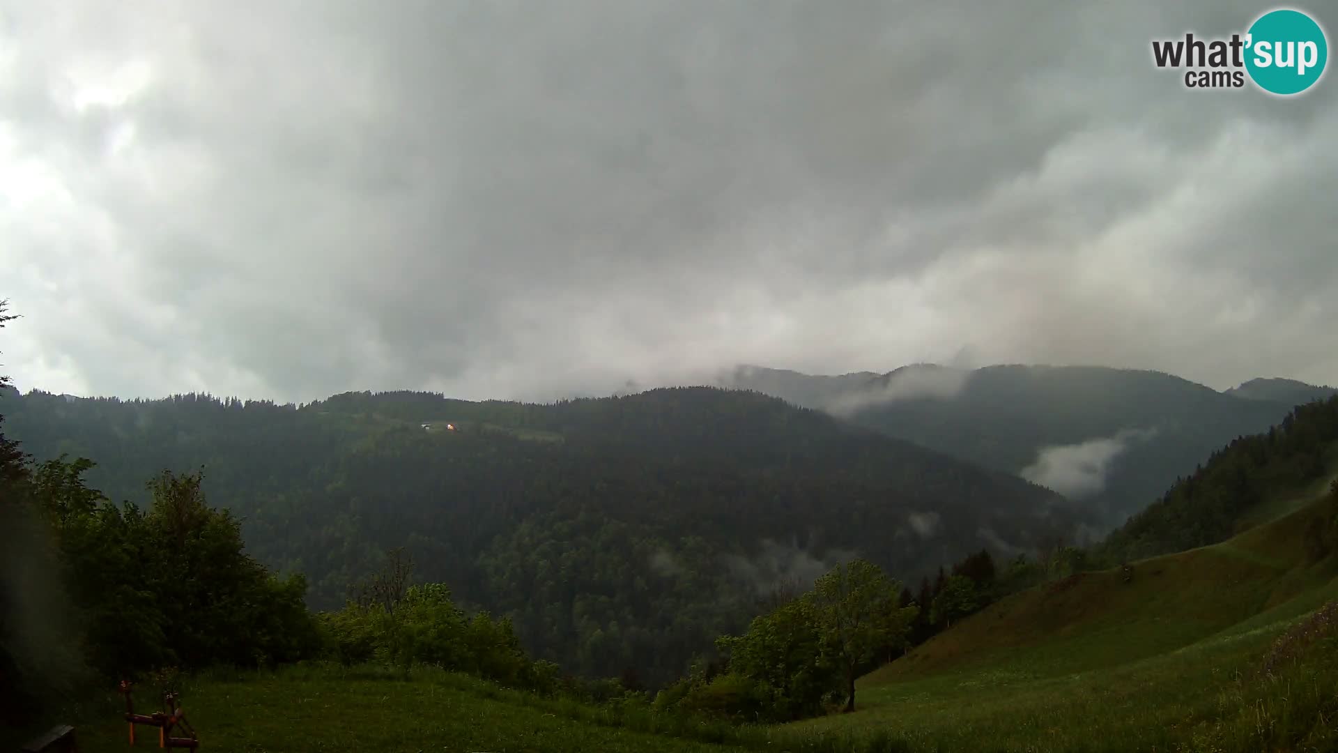Spletna kamera Brunarica Dražgoše – Pogled v živo na Ratitovec (1666 m)