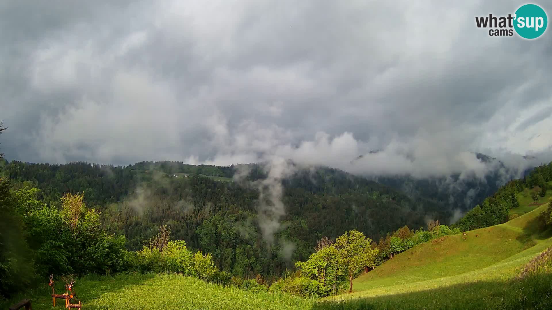 Webcam Brunarica Dražgoše – Live View of Ratitovec (1666 m)