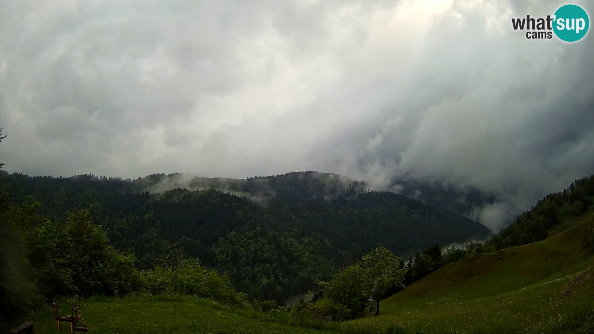 Spletna kamera Brunarica Dražgoše – Pogled v živo na Ratitovec (1666 m)