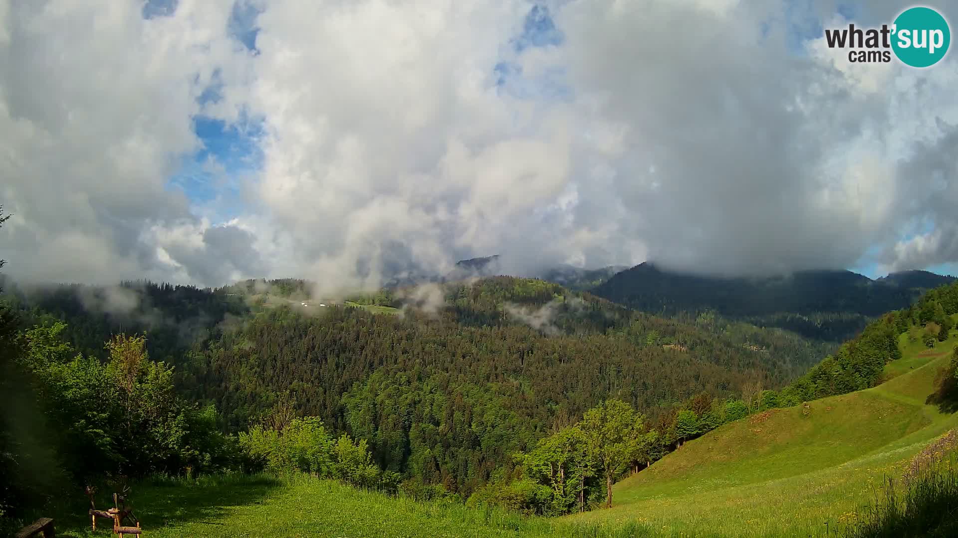 Webcam Brunarica Dražgoše – Live View of Ratitovec (1666 m)