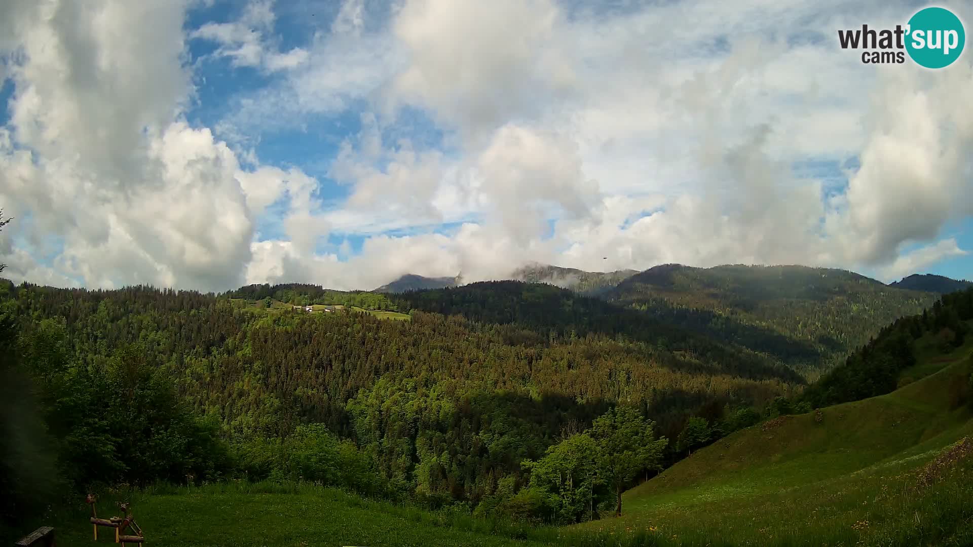 Spletna kamera Brunarica Dražgoše – Pogled v živo na Ratitovec (1666 m)