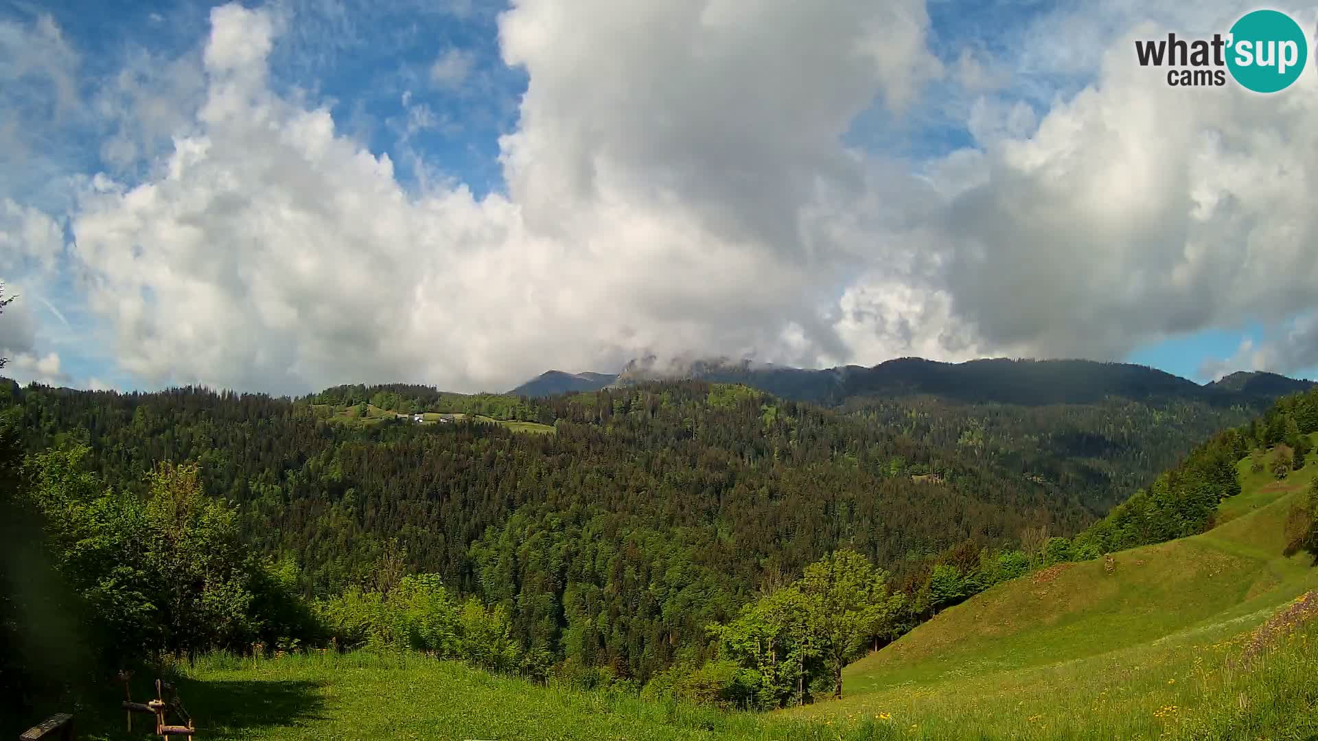 Spletna kamera Brunarica Dražgoše – Pogled v živo na Ratitovec (1666 m)