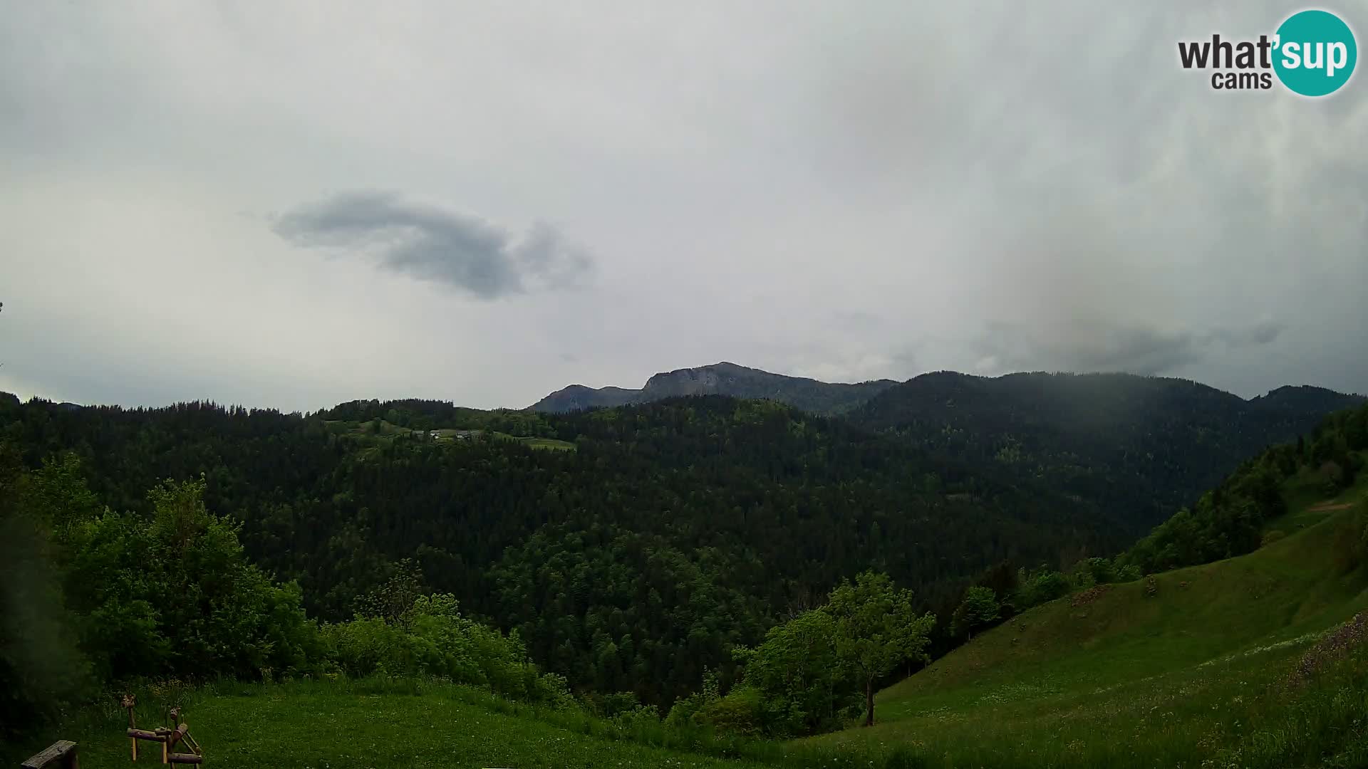 Spletna kamera Brunarica Dražgoše – Pogled v živo na Ratitovec (1666 m)