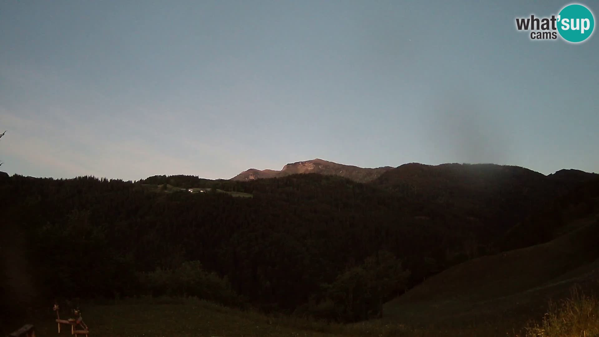 Spletna kamera Brunarica Dražgoše – Pogled v živo na Ratitovec (1666 m)
