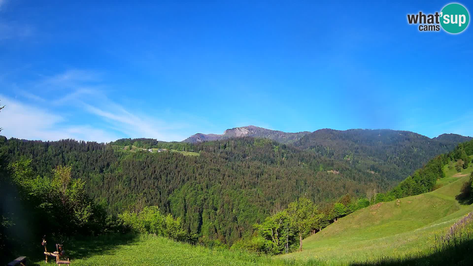 Spletna kamera Brunarica Dražgoše – Pogled v živo na Ratitovec (1666 m)