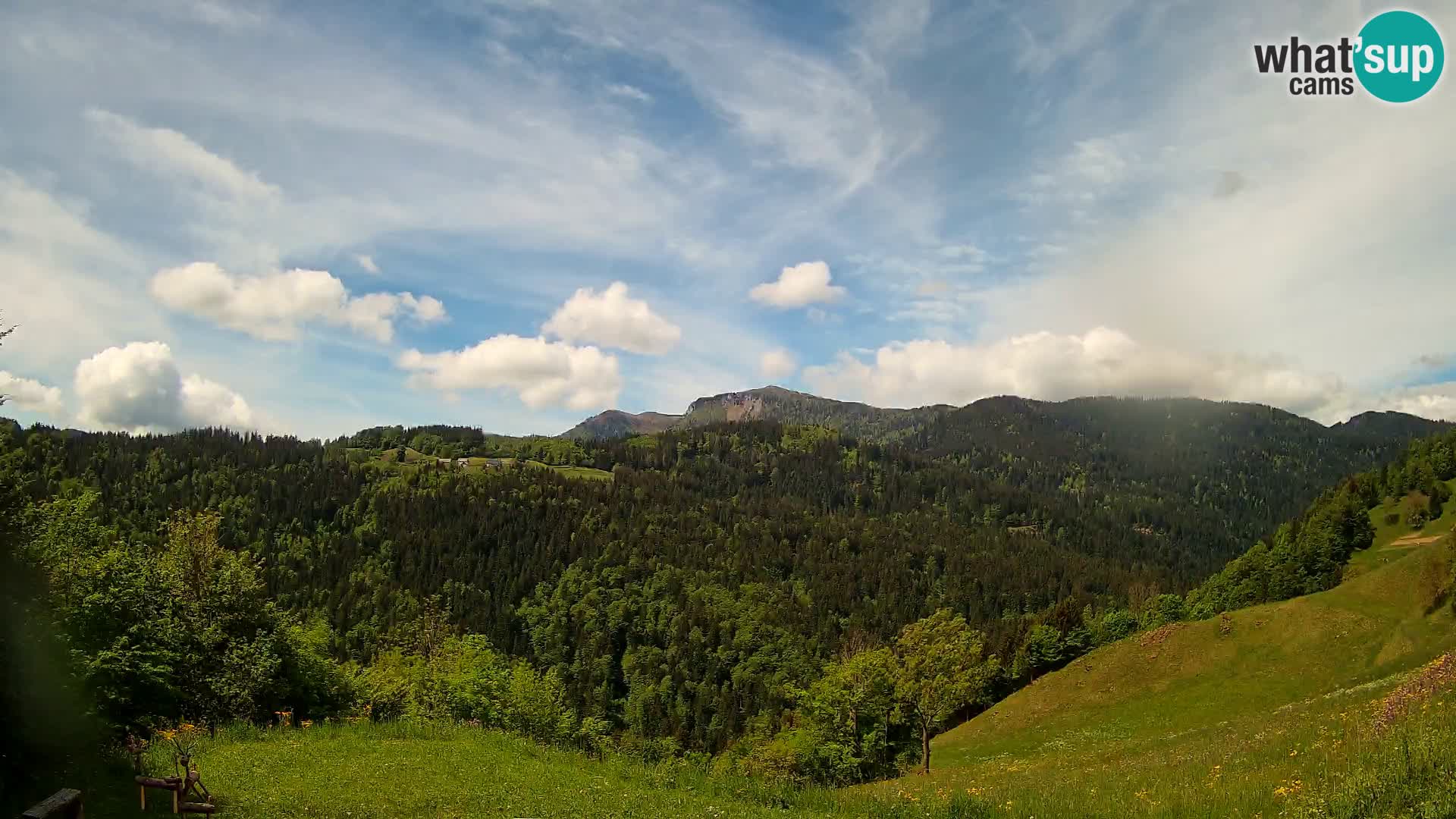 Spletna kamera Brunarica Dražgoše – Pogled v živo na Ratitovec (1666 m)