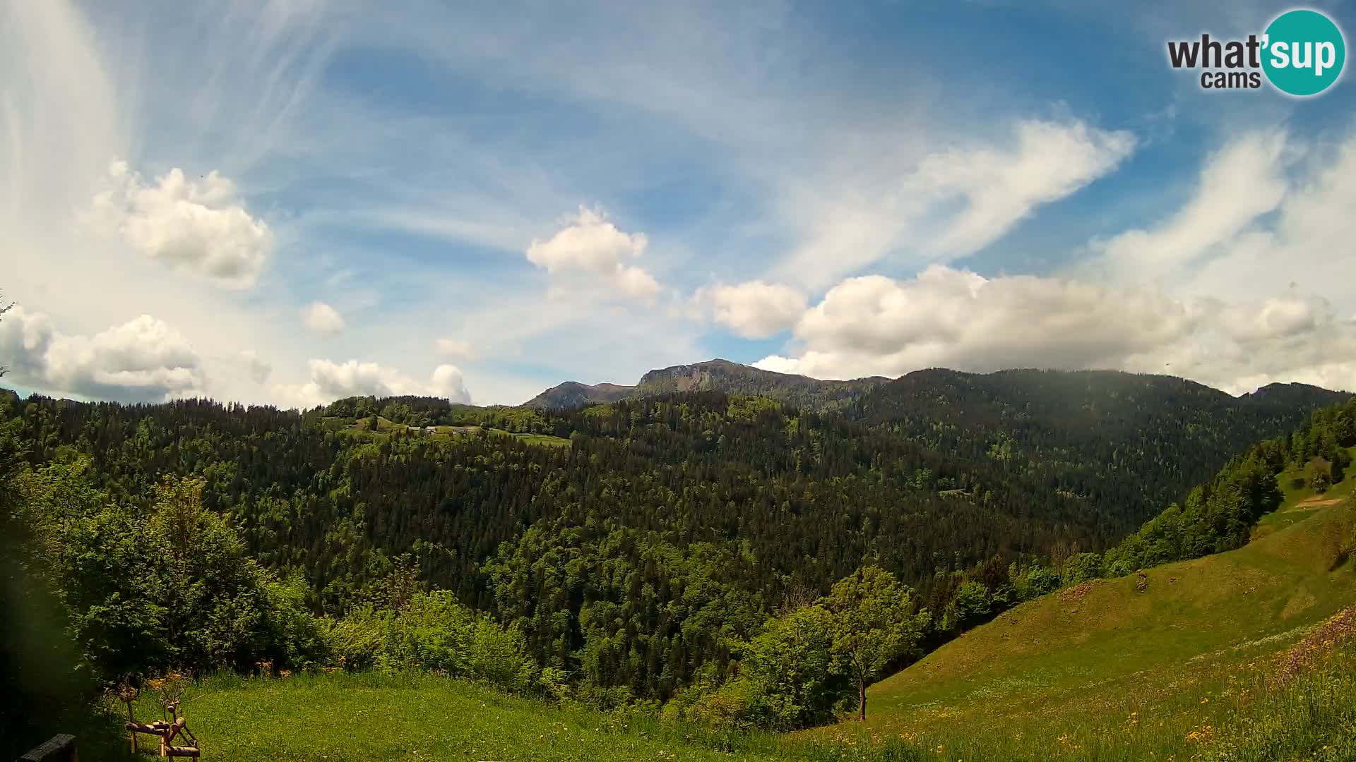 Spletna kamera Brunarica Dražgoše – Pogled v živo na Ratitovec (1666 m)