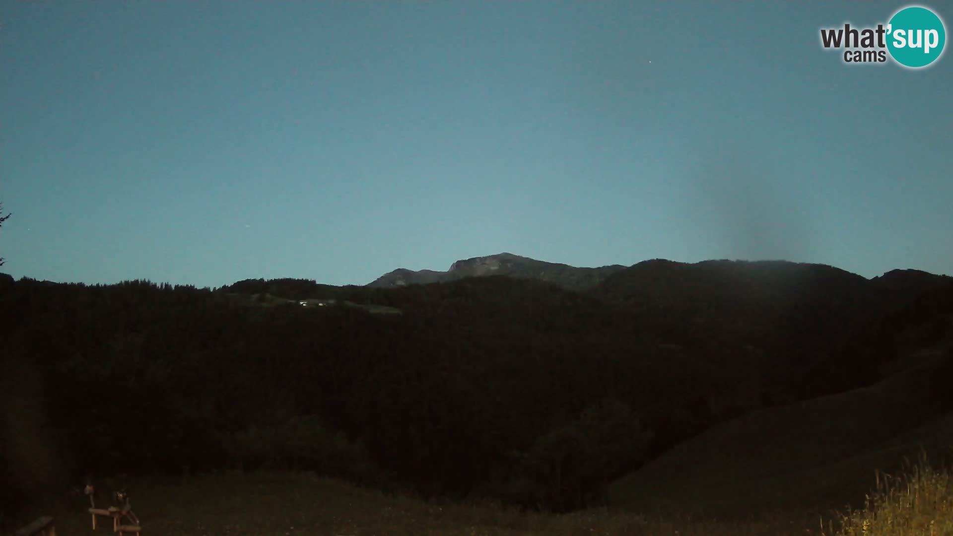 Spletna kamera Brunarica Dražgoše – Pogled v živo na Ratitovec (1666 m)