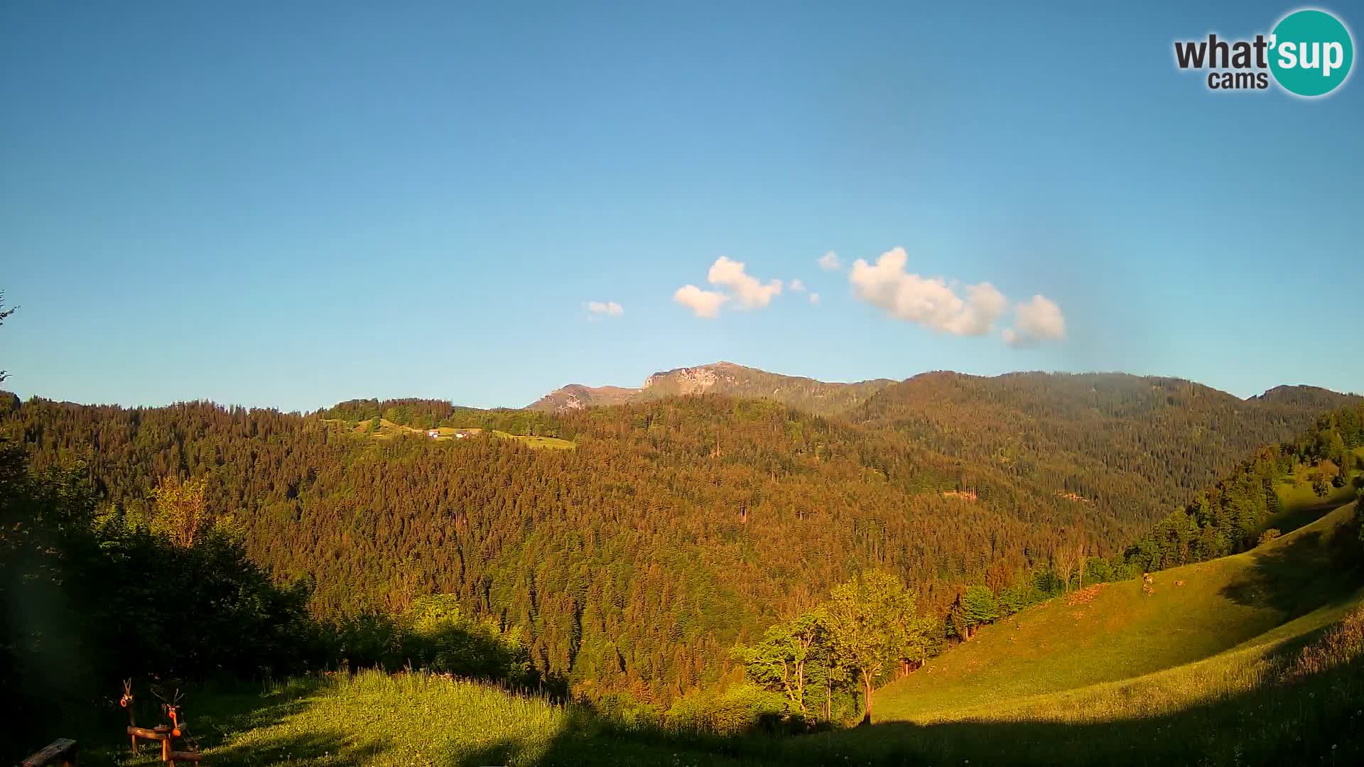 Webcam Brunarica Dražgoše – Vista live sul Ratitovec (1666 m)