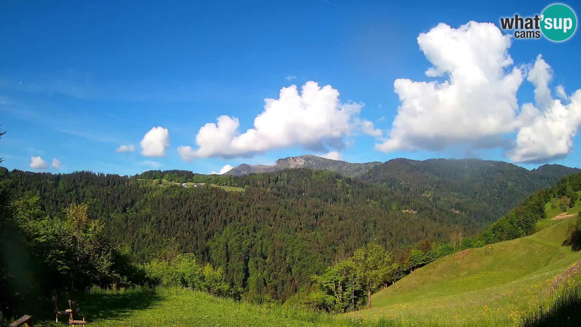 Spletna kamera Brunarica Dražgoše – Pogled v živo na Ratitovec (1666 m)