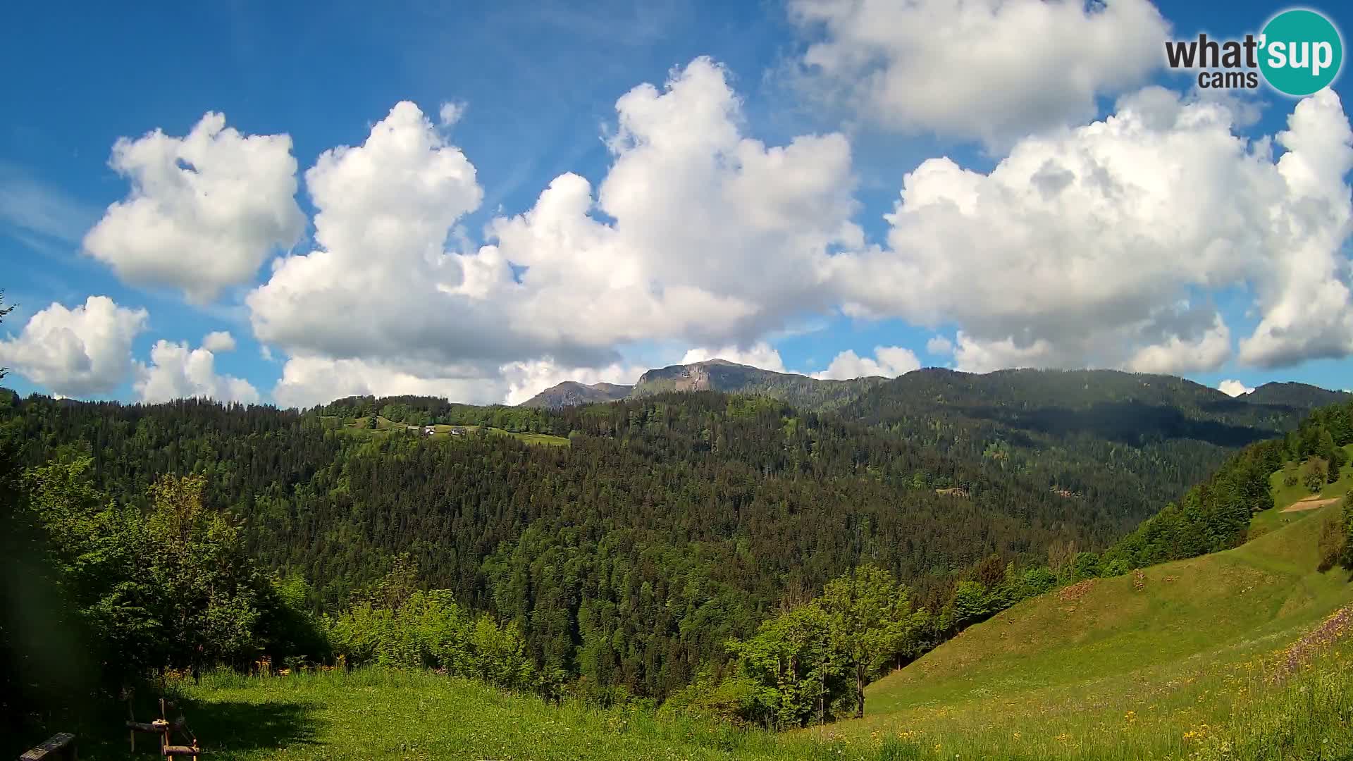 Spletna kamera Brunarica Dražgoše – Pogled v živo na Ratitovec (1666 m)