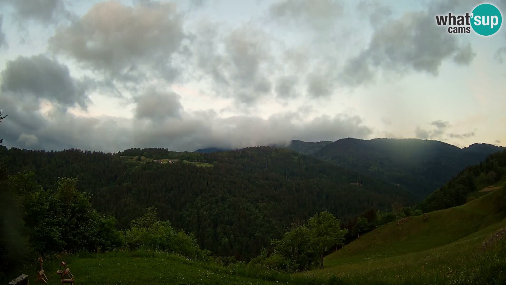 Spletna kamera Brunarica Dražgoše – Pogled v živo na Ratitovec (1666 m)