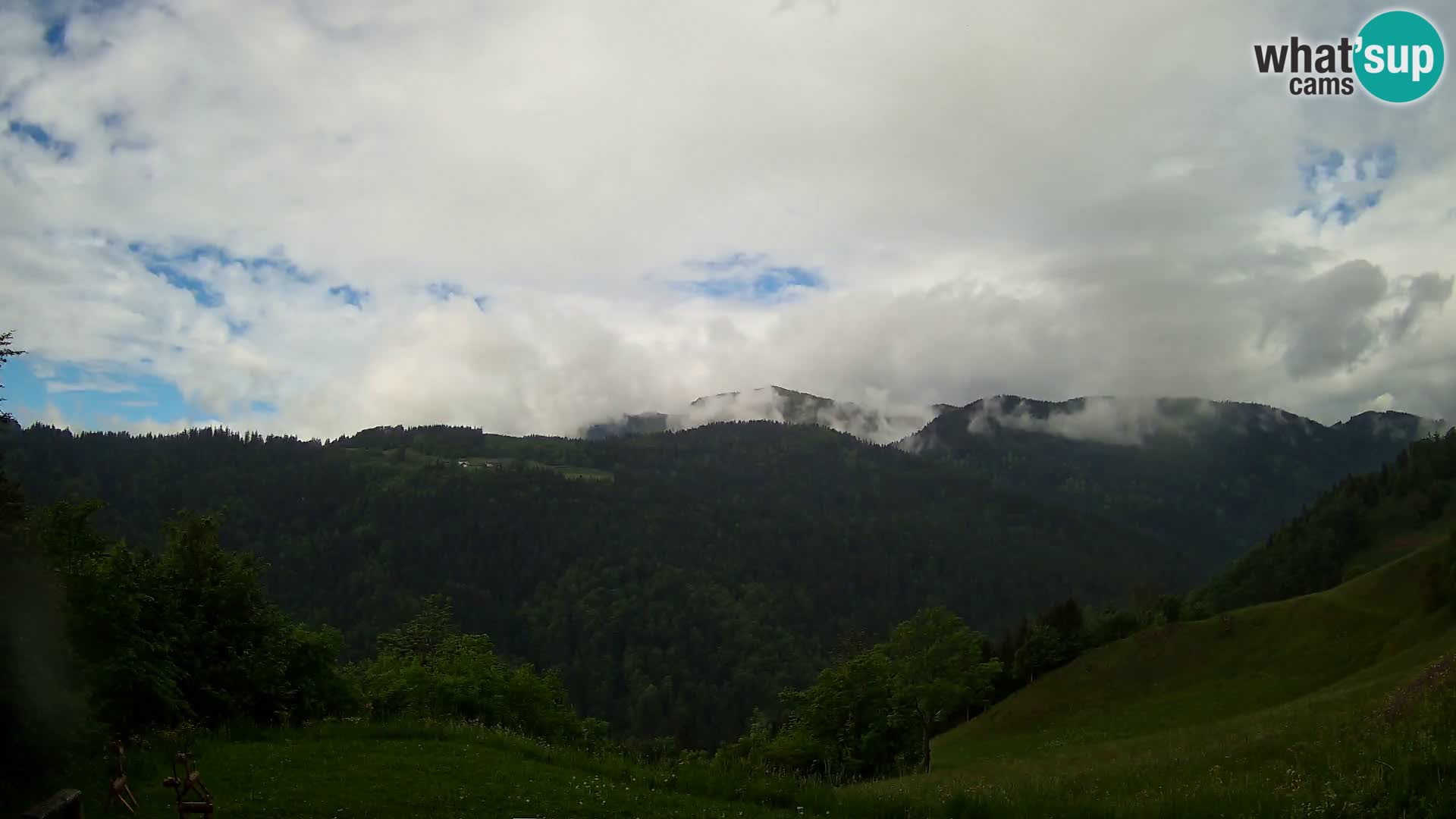 Webcam Brunarica Dražgoše – Liveblick auf Ratitovec (1666 m)